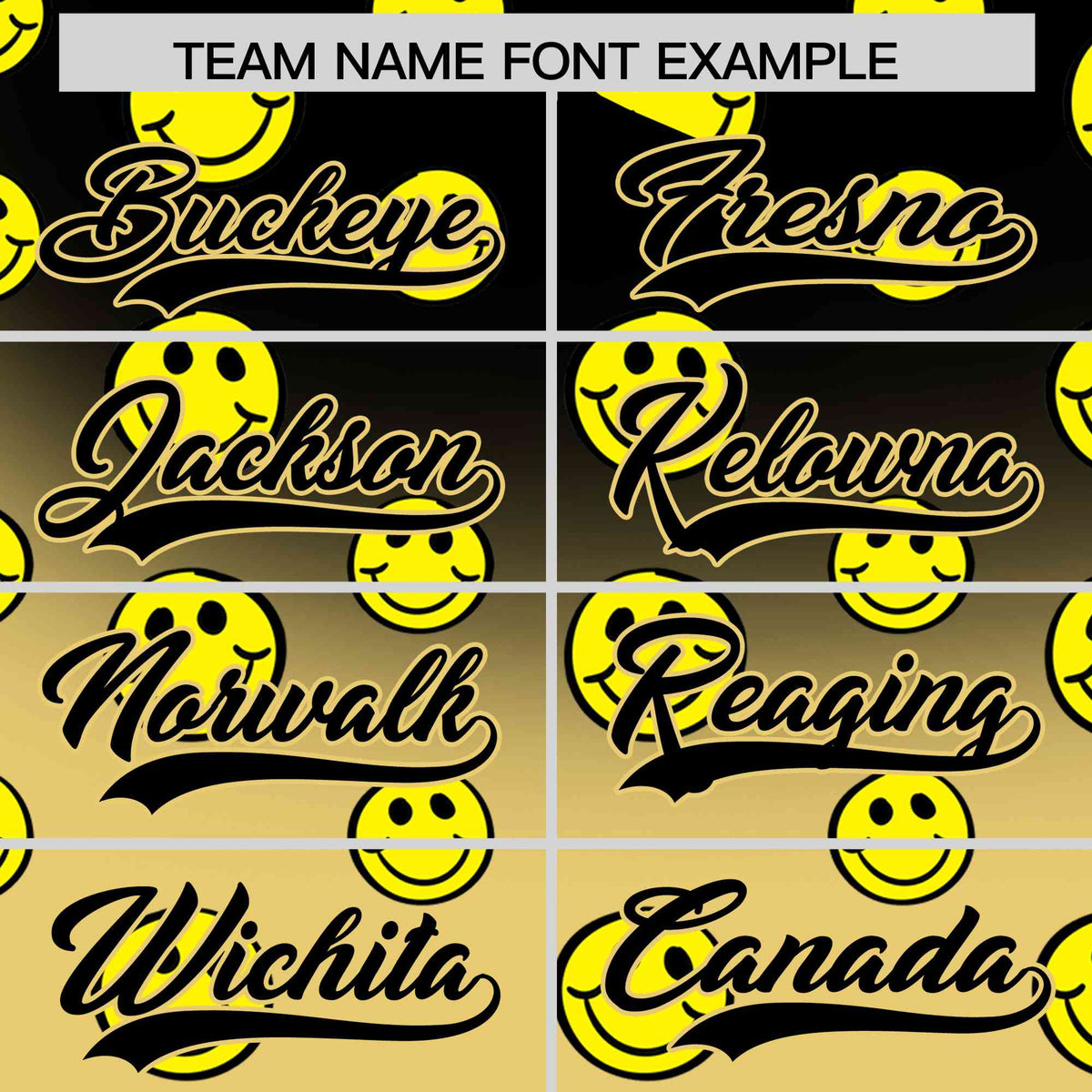 Custom Black Old Gold Graffiti Gradient Pattern Authentic Smile Baseball Jersey