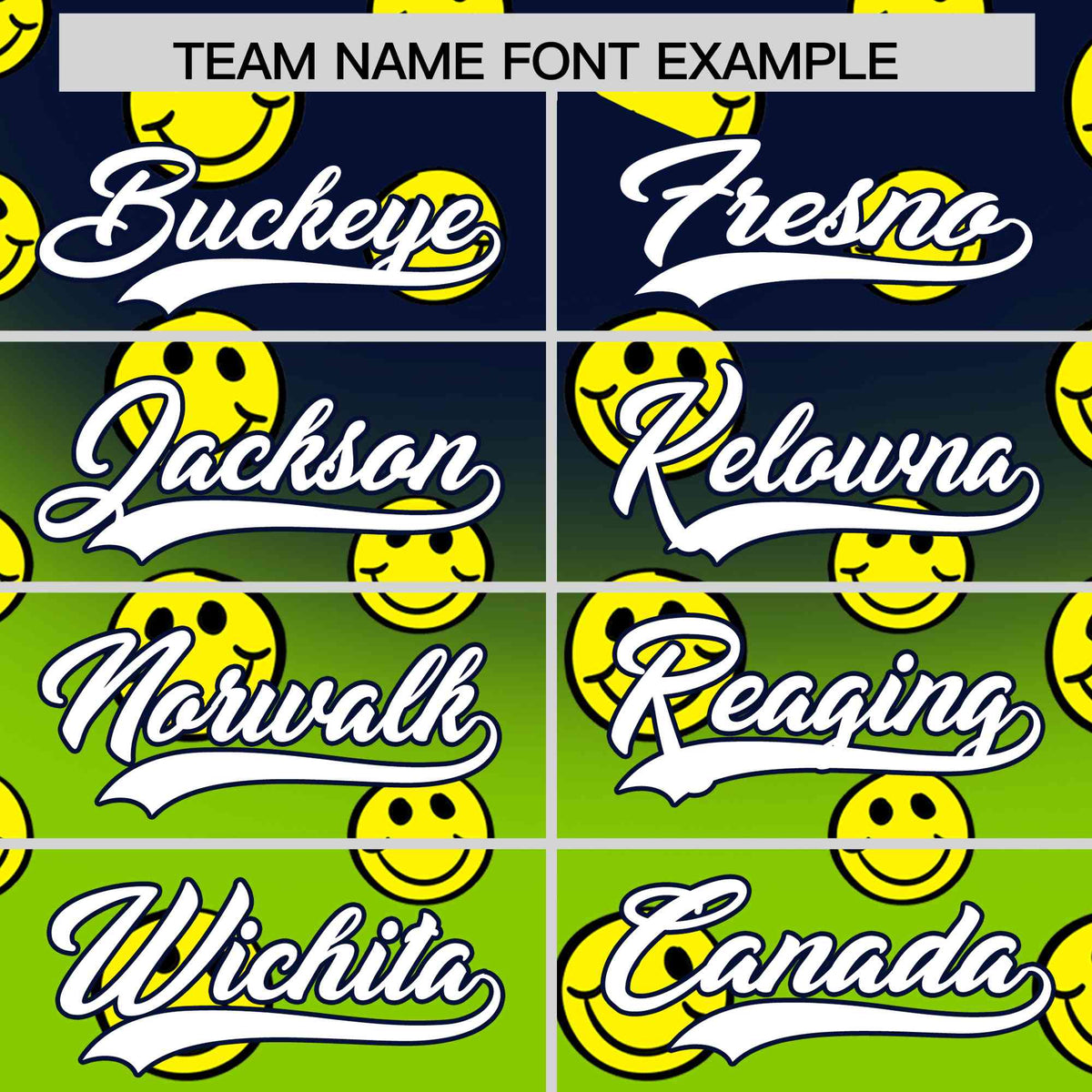 Custom Navy Neon Green Graffiti Gradient Pattern Authentic Smile Baseball Jersey