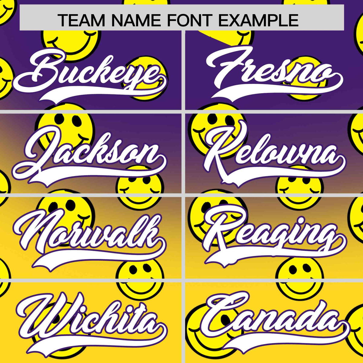 Custom Purple Gold Graffiti Gradient Pattern Authentic Smile Baseball Jersey