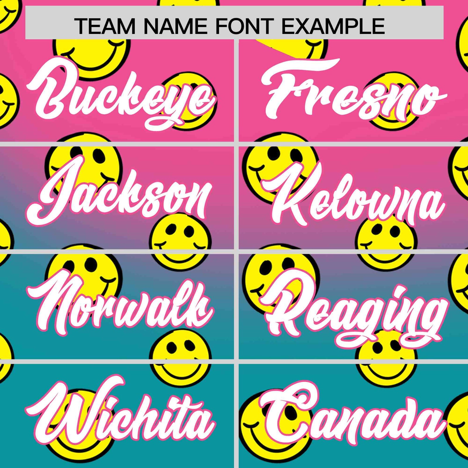 Custom Pink Aqua Graffiti Gradient Pattern Authentic Smile Baseball Jersey