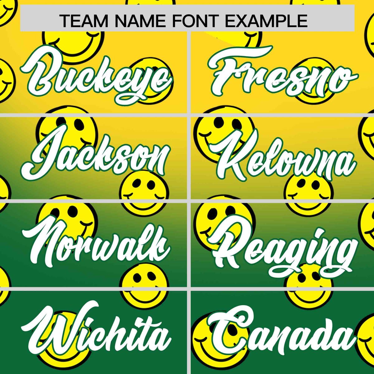 Custom Gold Kelly Green Graffiti Gradient Pattern Authentic Smile Baseball Jersey