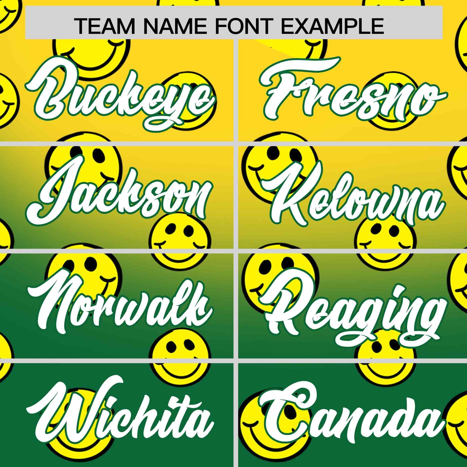 Custom Gold Kelly Green Graffiti Gradient Pattern Authentic Smile Baseball Jersey