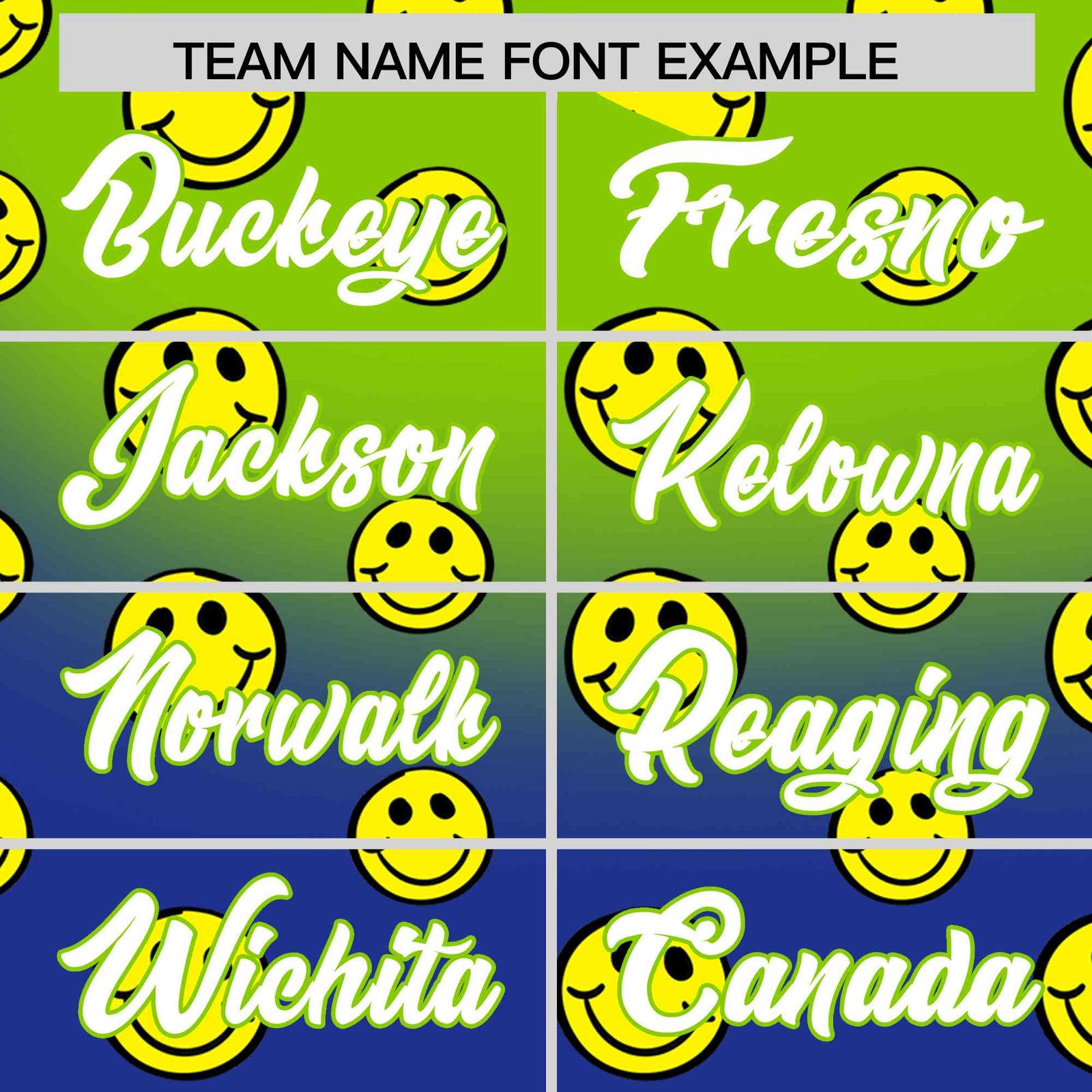 Custom Neon Green Royal Graffiti Gradient Pattern Authentic Smile Baseball Jersey