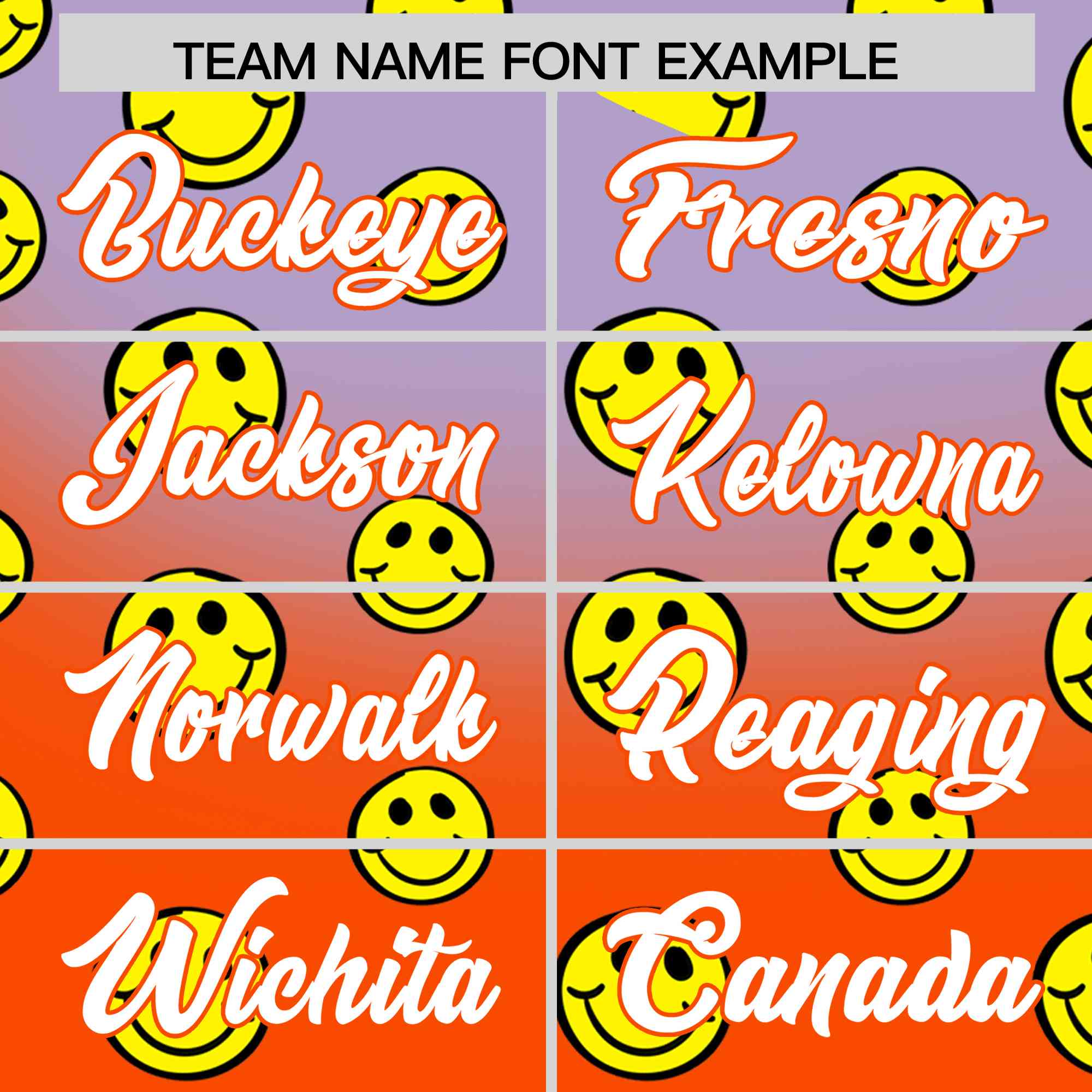 Custom Light Purple Orange Graffiti Gradient Pattern Authentic Smile Baseball Jersey