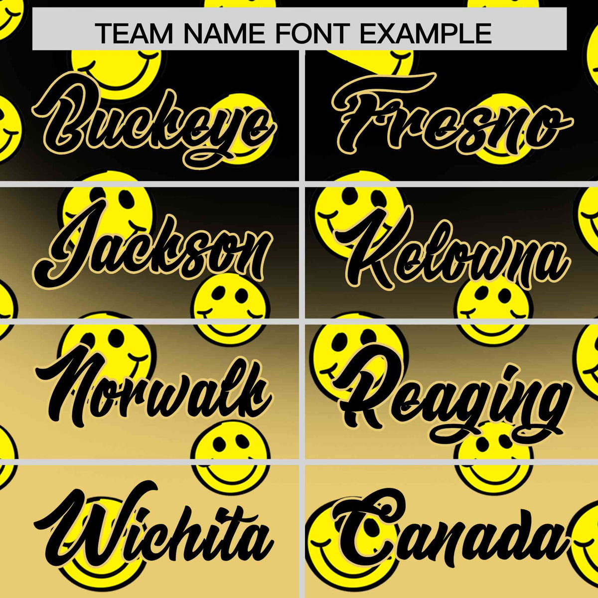 Custom Black Old Gold Graffiti Gradient Pattern Authentic Smile Baseball Jersey