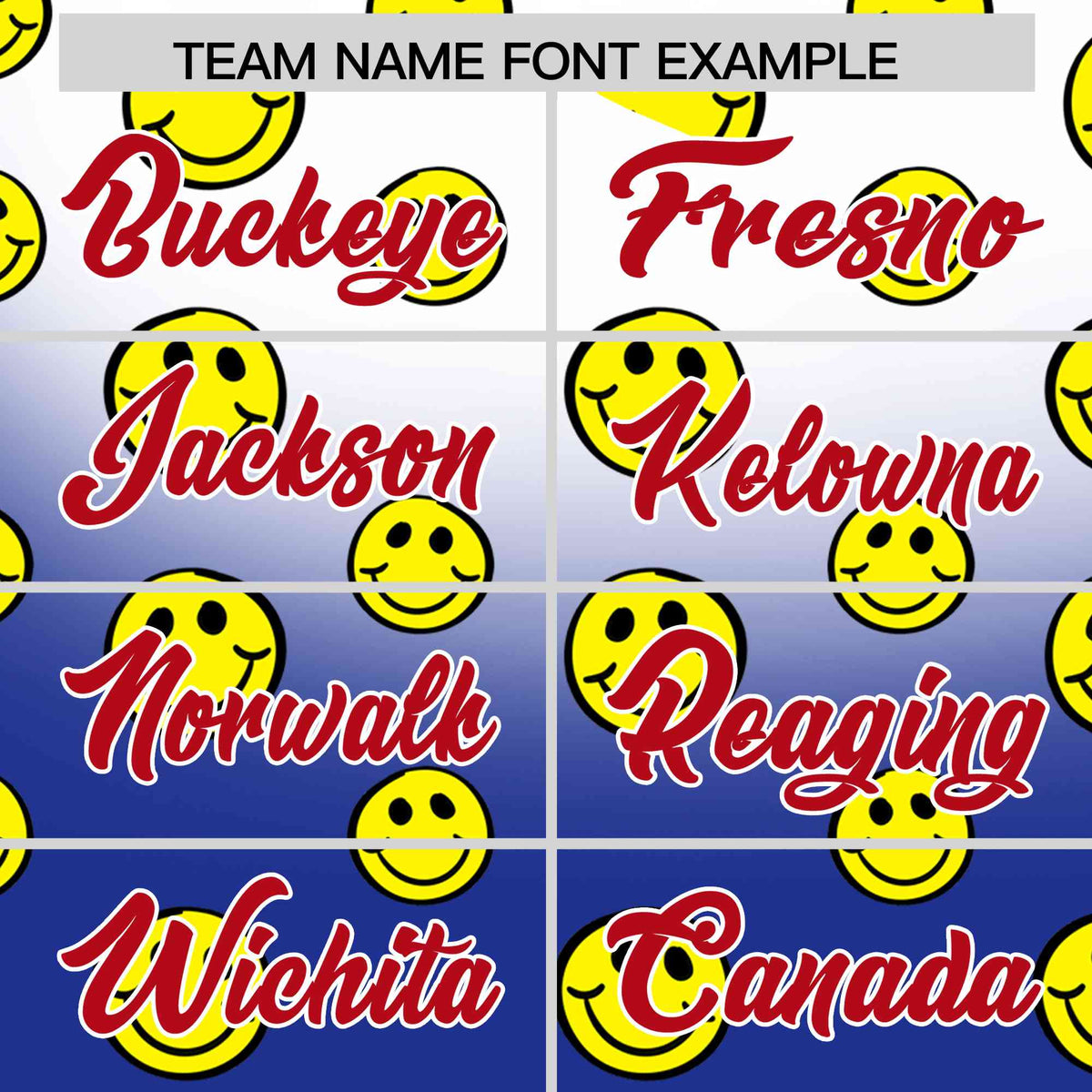 Custom White Royal Graffiti Gradient Pattern Authentic Smile Baseball Jersey