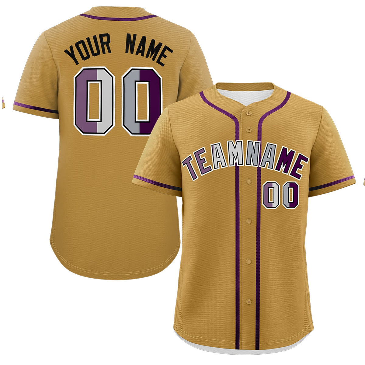 Custom Old Gold Purple Genderless For Pride Month Classic Style Baseball Jersey| KXKSHOP