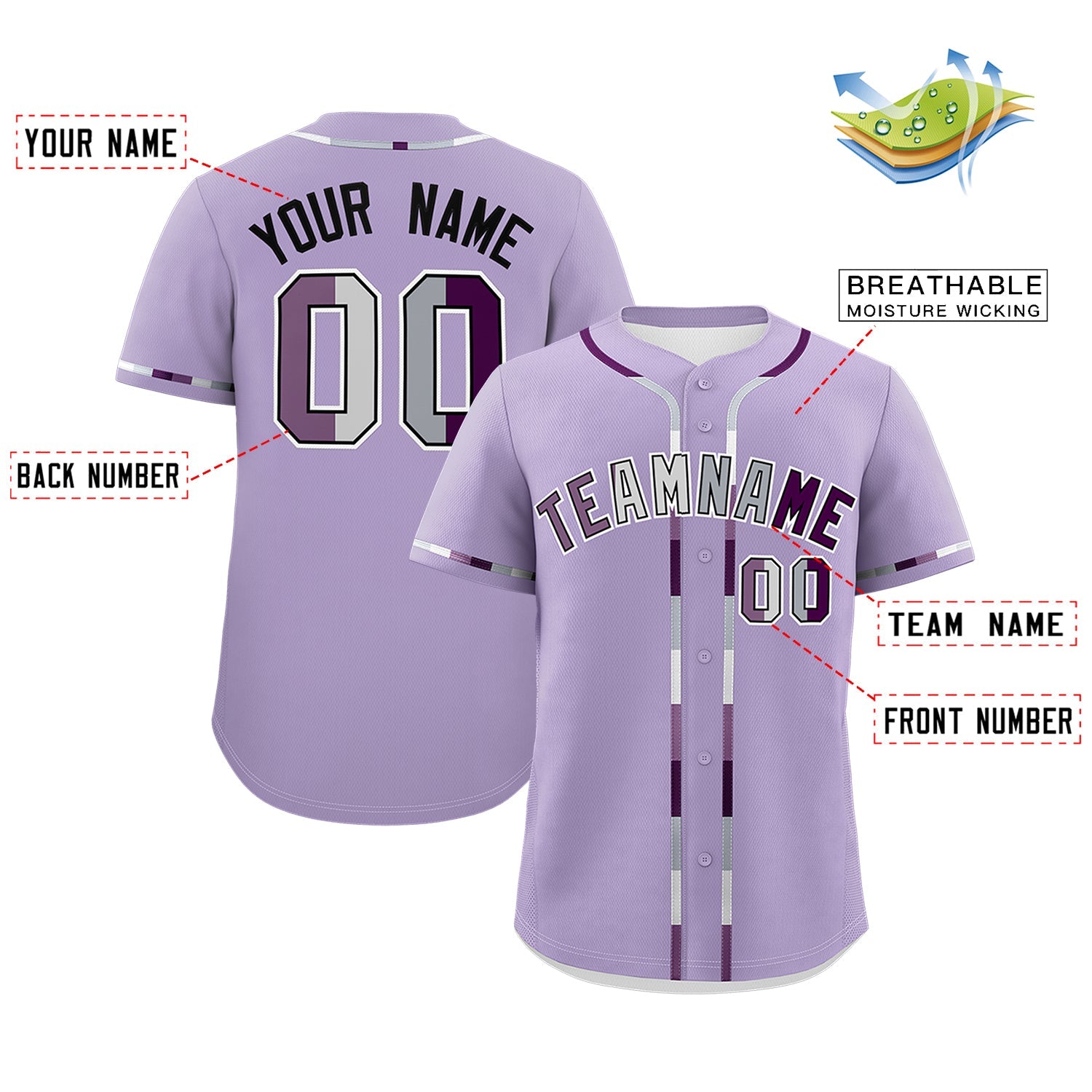 Custom Light Purple Genderless For Pride Month Classic Style Baseball Jersey| KXKSHOP