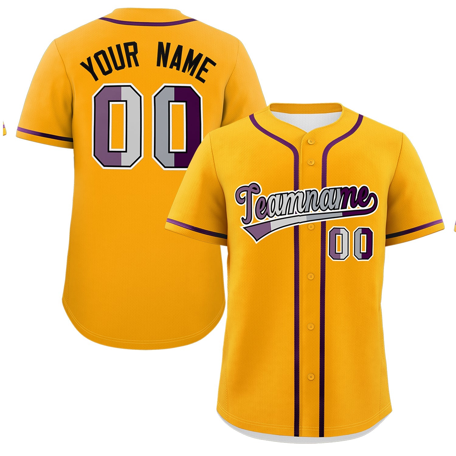 Custom Yellow Purple Genderless For Pride Month Classic Style Baseball Jersey| KXKSHOP