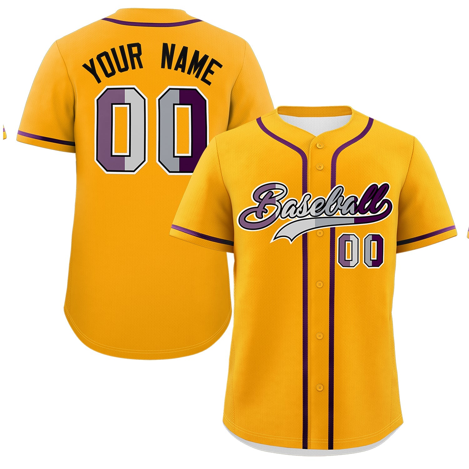 Custom Yellow Purple Genderless For Pride Month Classic Style Baseball Jersey| KXKSHOP
