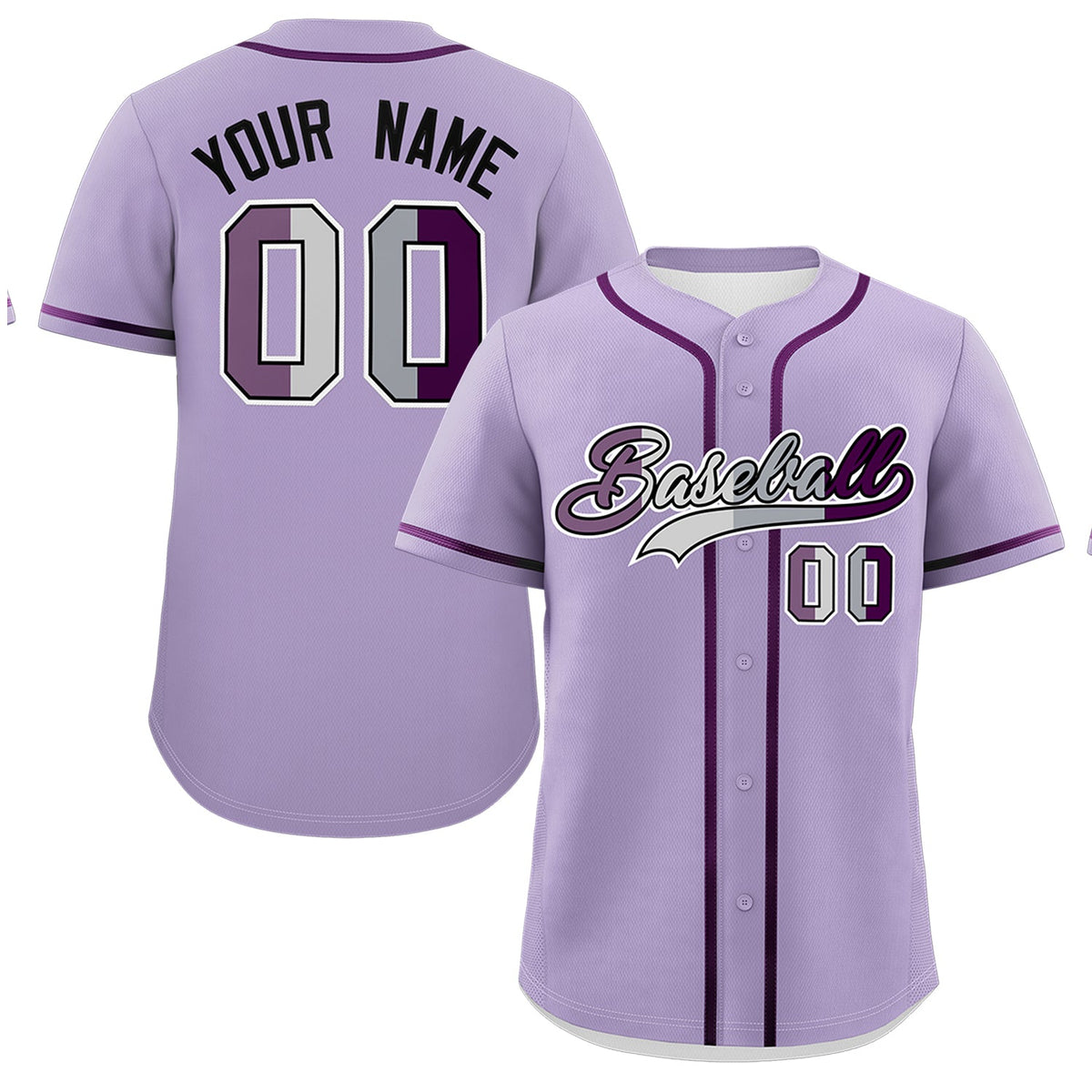 Custom Light Purple Purple Genderless For Pride Month Classic Style Baseball Jersey| KXKSHOP