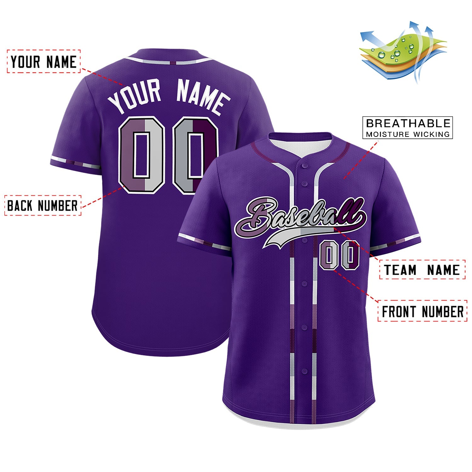 Custom Purple Genderless For Pride Month Classic Style Baseball Jersey| KXKSHOP