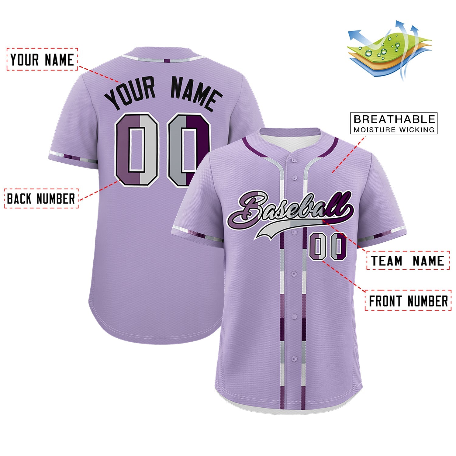 Custom Light Purple Genderless For Pride Month Classic Style Baseball Jersey| KXKSHOP
