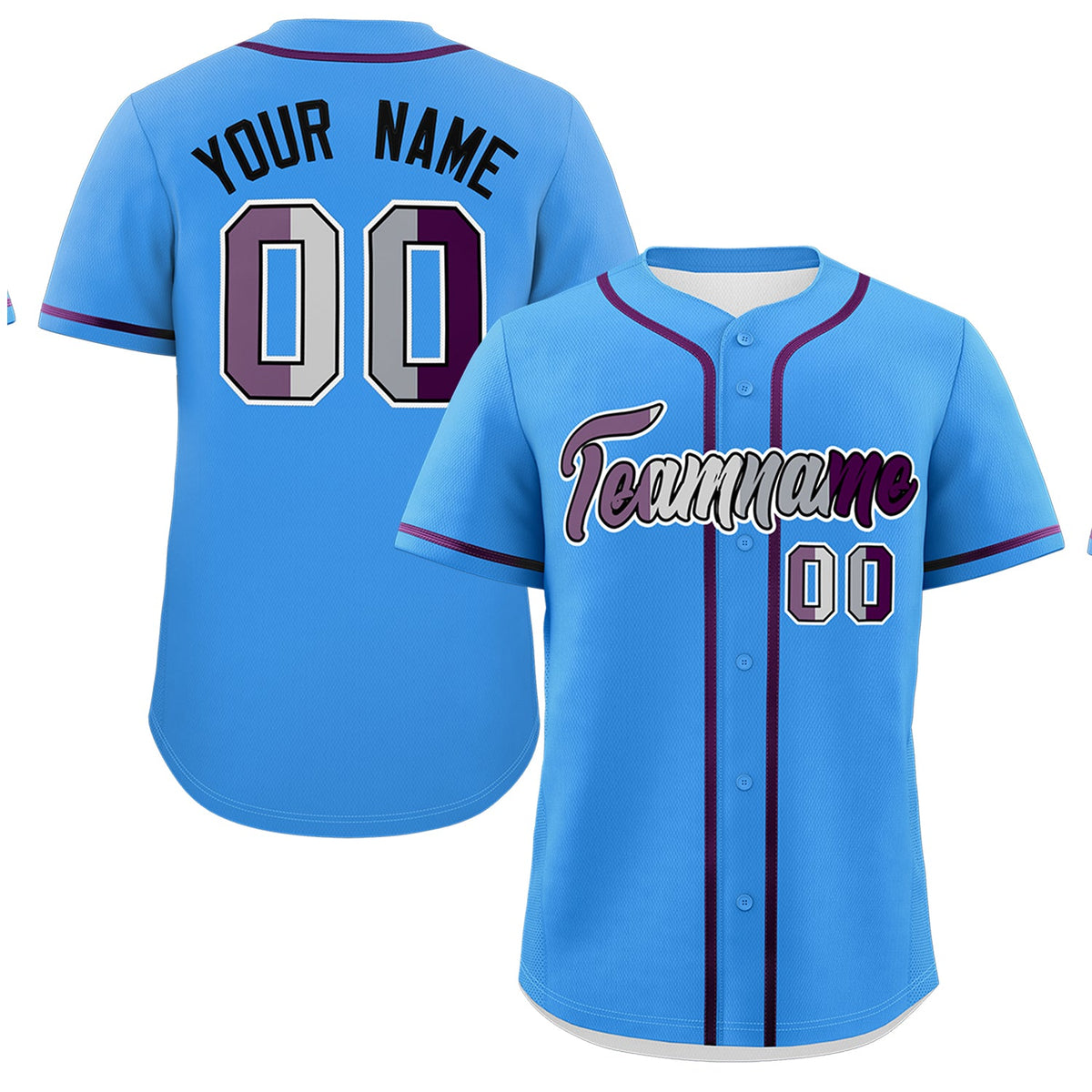 Custom Powder Blue Purple Genderless For Pride Month Classic Style Baseball Jersey| KXKSHOP