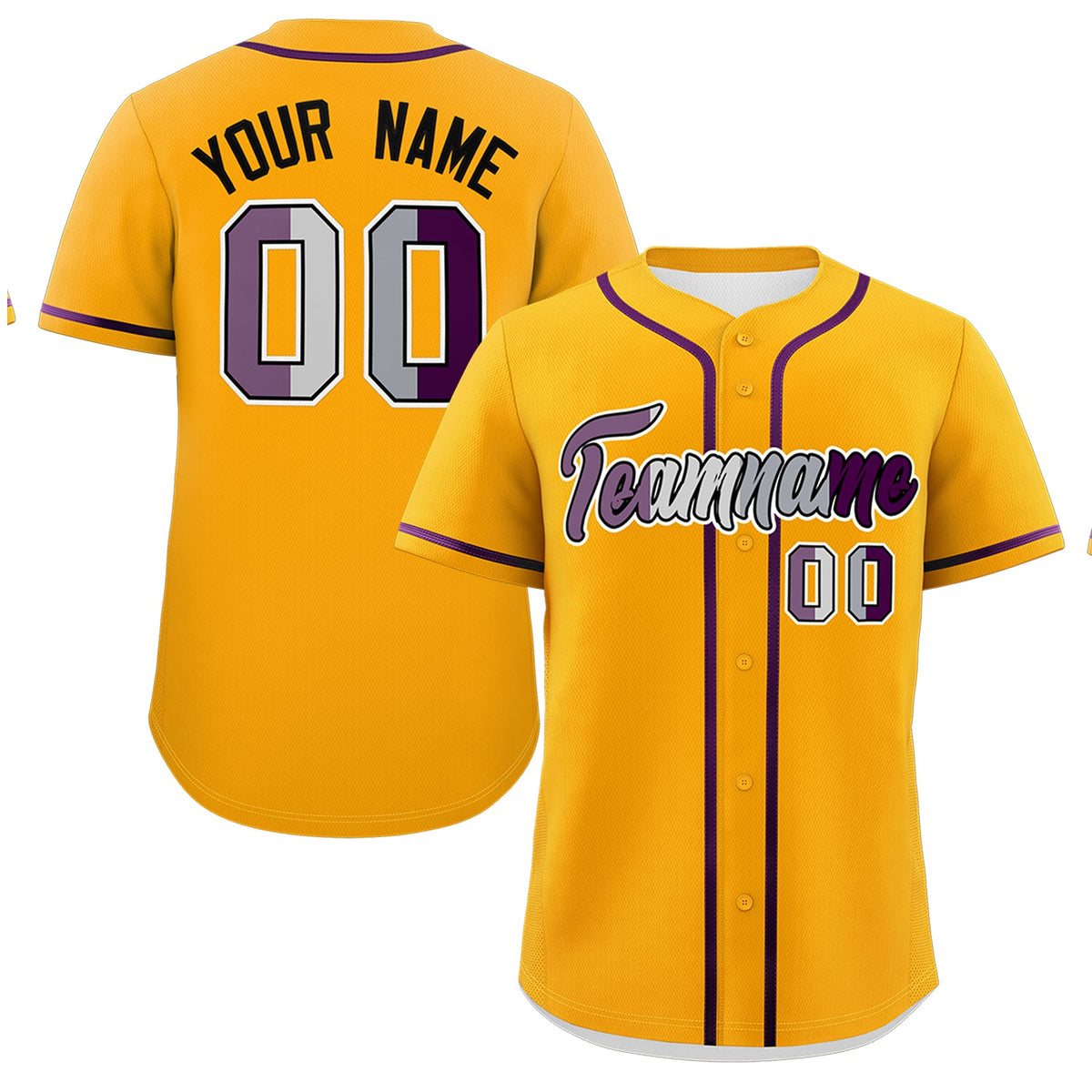 Custom Yellow Purple Genderless For Pride Month Classic Style Baseball Jersey| KXKSHOP