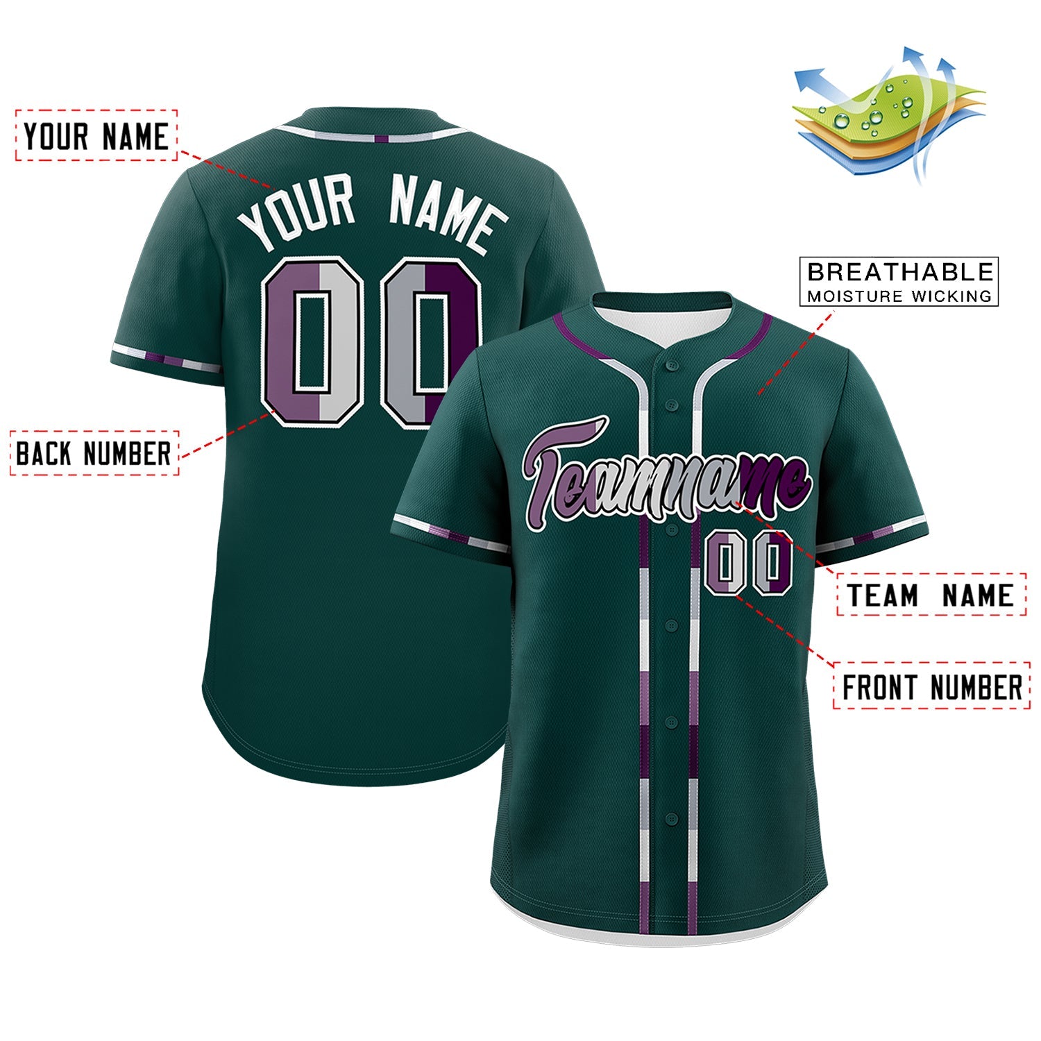 Custom Midnight Green Genderless For Pride Month Classic Style Baseball Jersey| KXKSHOP