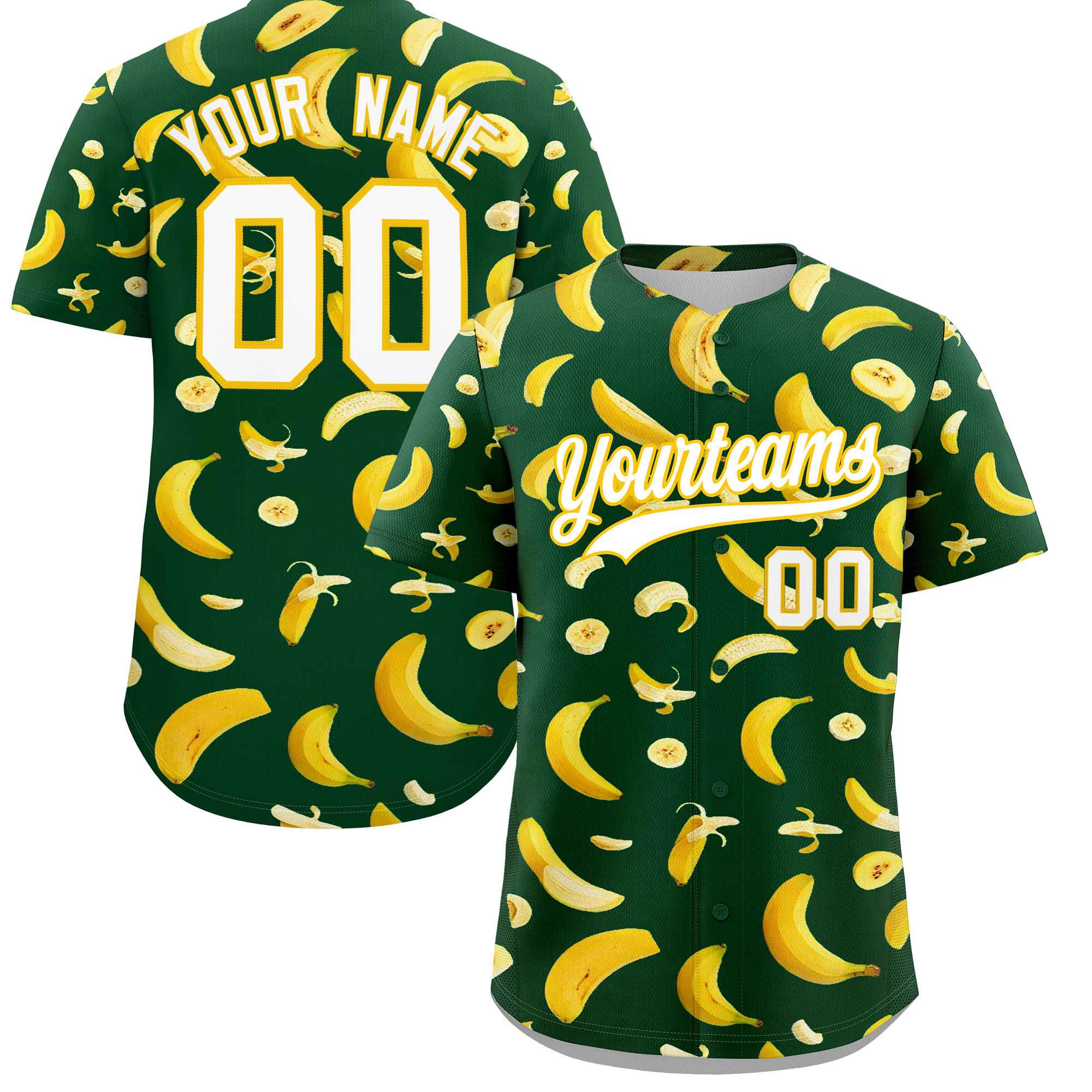 Custom Green Banana Graffiti Pattern Fashion Authentic Baseball Jersey | Graffiti Pattern | Embroidery&Dye-sublimation printing | KXKSHOP