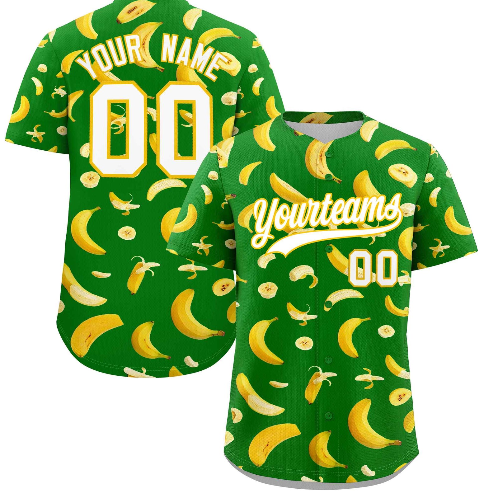 Custom Kelly Green-02 Banana Graffiti Pattern Fashion Authentic Baseball Jersey | Graffiti Pattern | Embroidery&Dye-sublimation printing | KXKSHOP