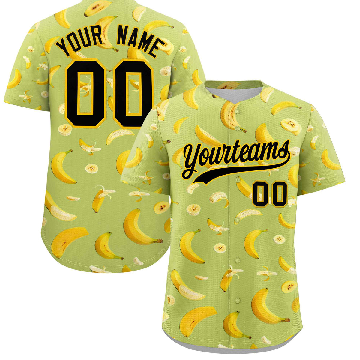 Custom Champagne Banana Graffiti Pattern Fashion Authentic Baseball Jersey | Graffiti Pattern | Embroidery&amp;Dye-sublimation printing | KXKSHOP