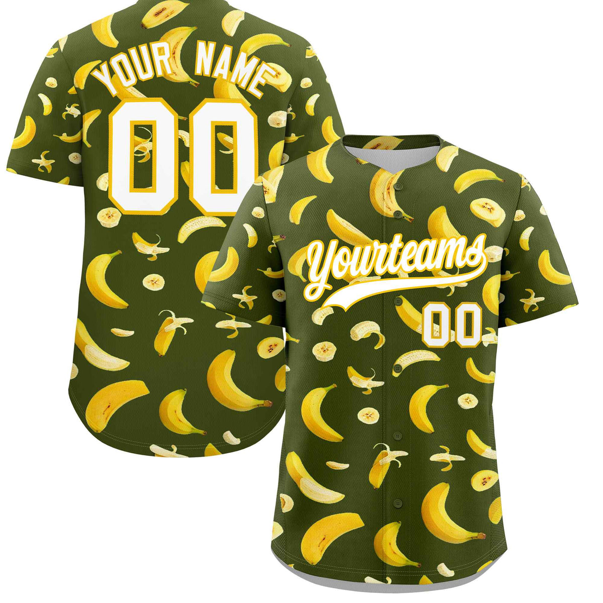 Custom Olive Banana Graffiti Pattern Fashion Authentic Baseball Jersey | Graffiti Pattern | Embroidery&Dye-sublimation printing | KXKSHOP
