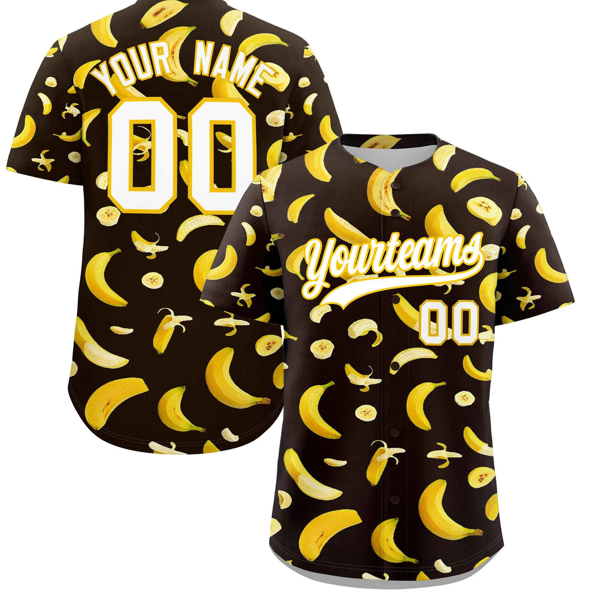 Custom Brown Banana Graffiti Pattern Fashion Authentic Baseball Jersey | Graffiti Pattern | Embroidery&amp;Dye-sublimation printing | KXKSHOP