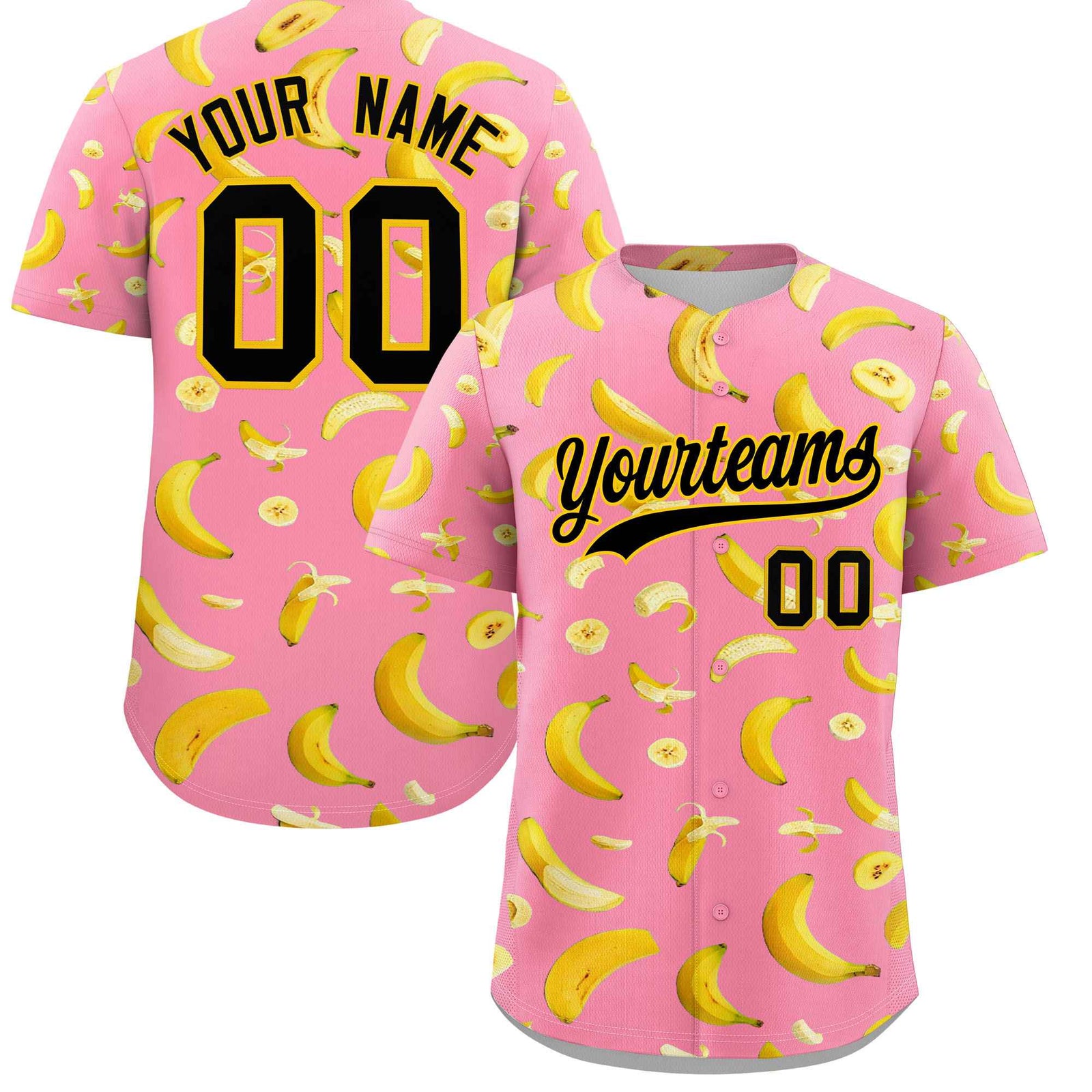 Custom Light Pink Banana Graffiti Pattern Fashion Authentic Baseball Jersey | Graffiti Pattern | Embroidery&Dye-sublimation printing | KXKSHOP