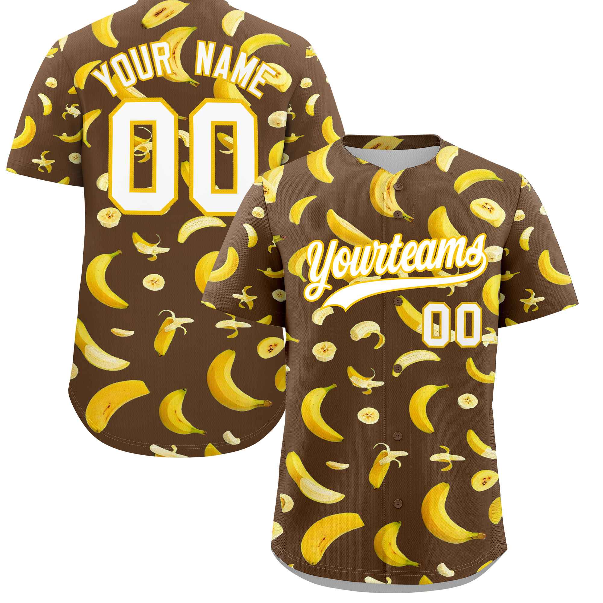 Custom Light Brown Banana Graffiti Pattern Fashion Authentic Baseball Jersey | Graffiti Pattern | Embroidery&Dye-sublimation printing | KXKSHOP