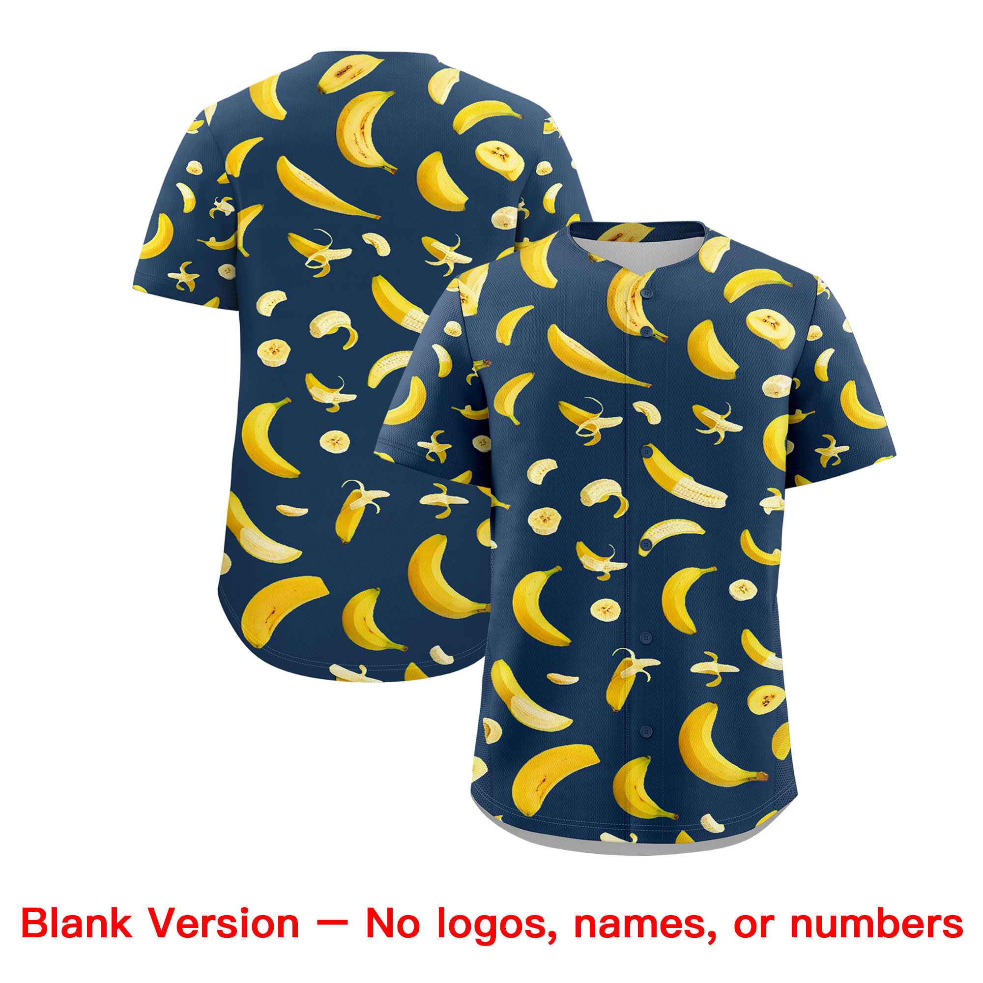Custom Midnight Blue Banana Graffiti Pattern Fashion Authentic Baseball Jersey | Graffiti Pattern | Embroidery&Dye-sublimation printing | KXKSHOP