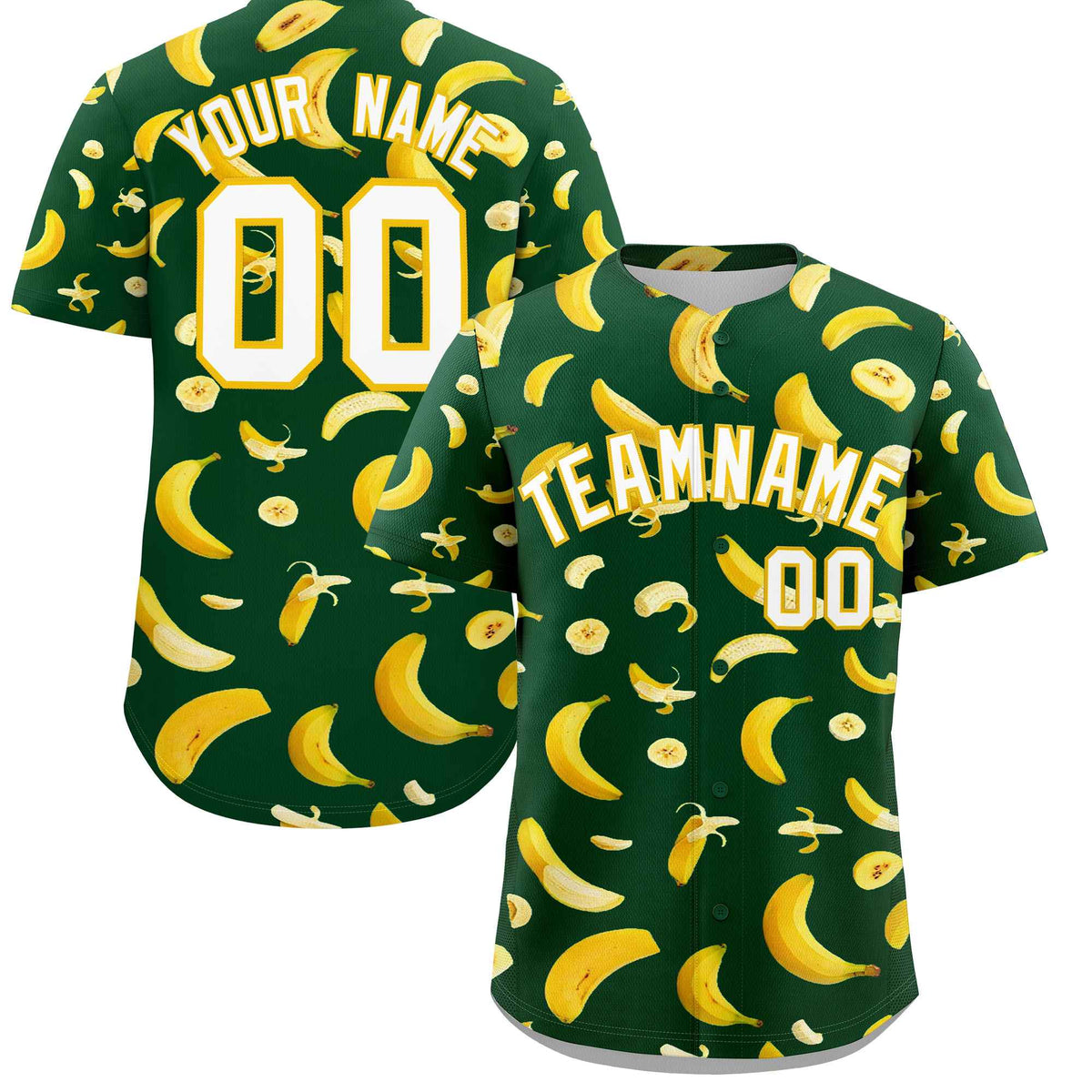 Custom Green Banana Graffiti Pattern Fashion Authentic Baseball Jersey | Graffiti Pattern | Embroidery&Dye-sublimation printing | KXKSHOP