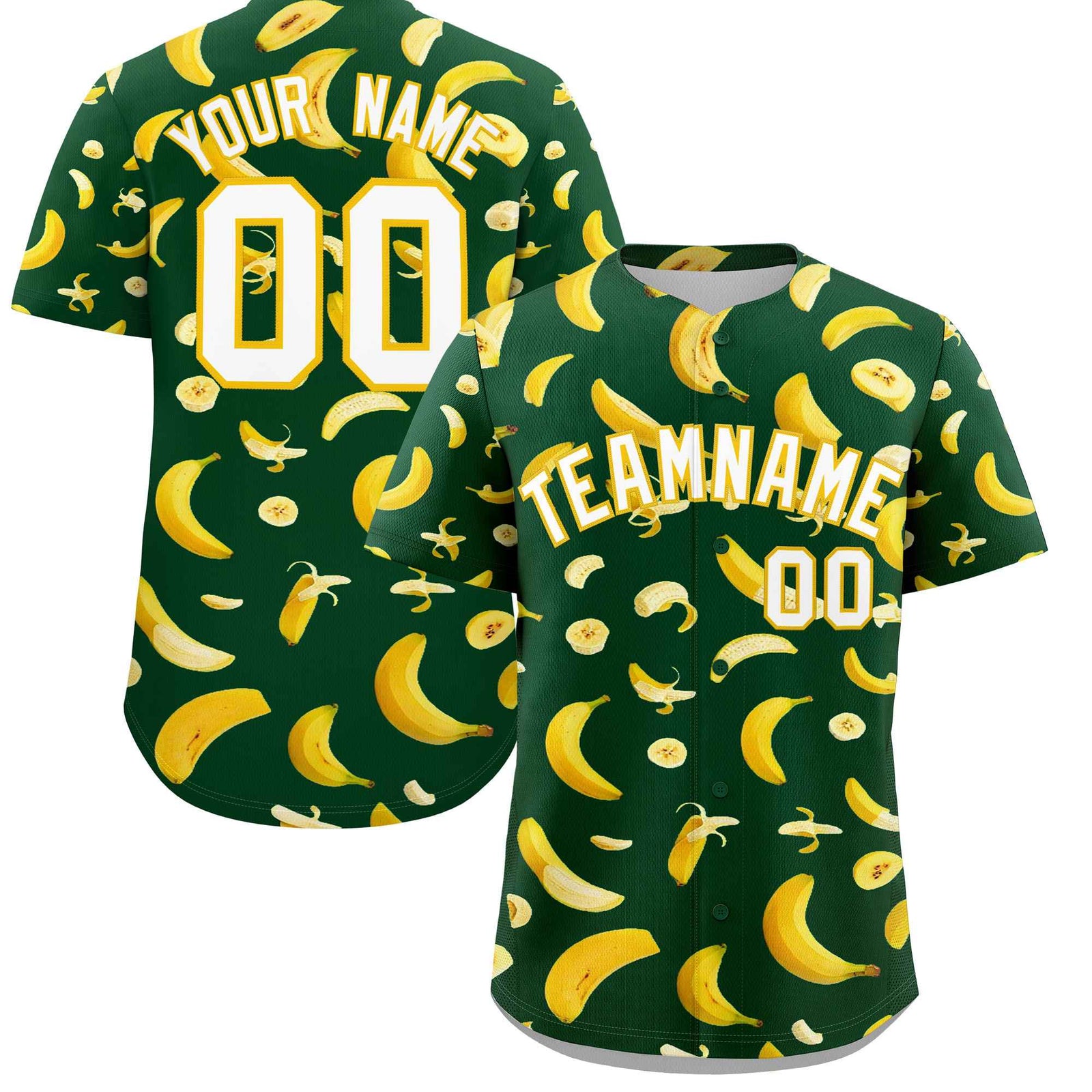Custom Green Banana Graffiti Pattern Fashion Authentic Baseball Jersey | Graffiti Pattern | Embroidery&Dye-sublimation printing | KXKSHOP