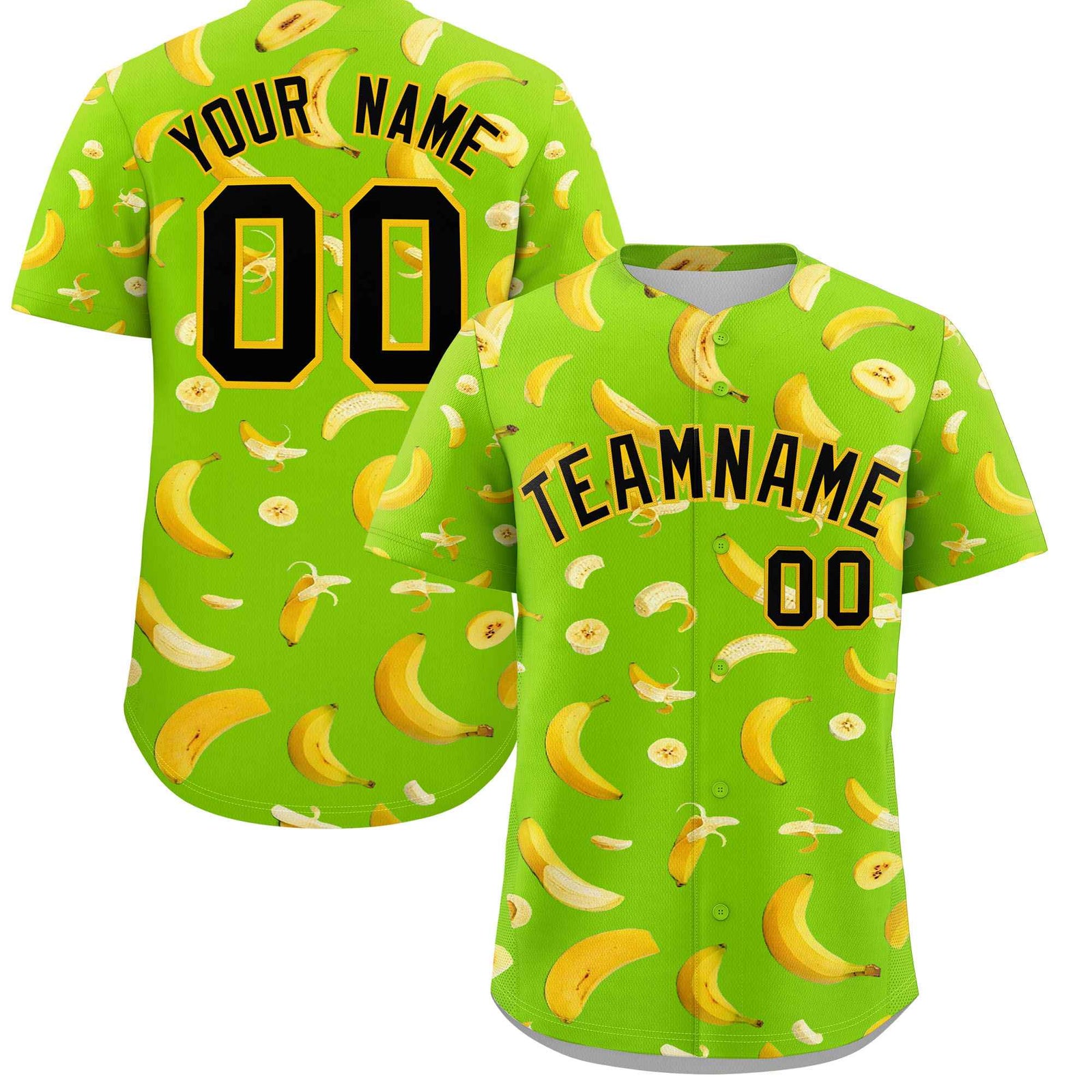 Custom Neon Green Banana Graffiti Pattern Fashion Authentic Baseball Jersey | Graffiti Pattern | Embroidery&Dye-sublimation printing | KXKSHOP