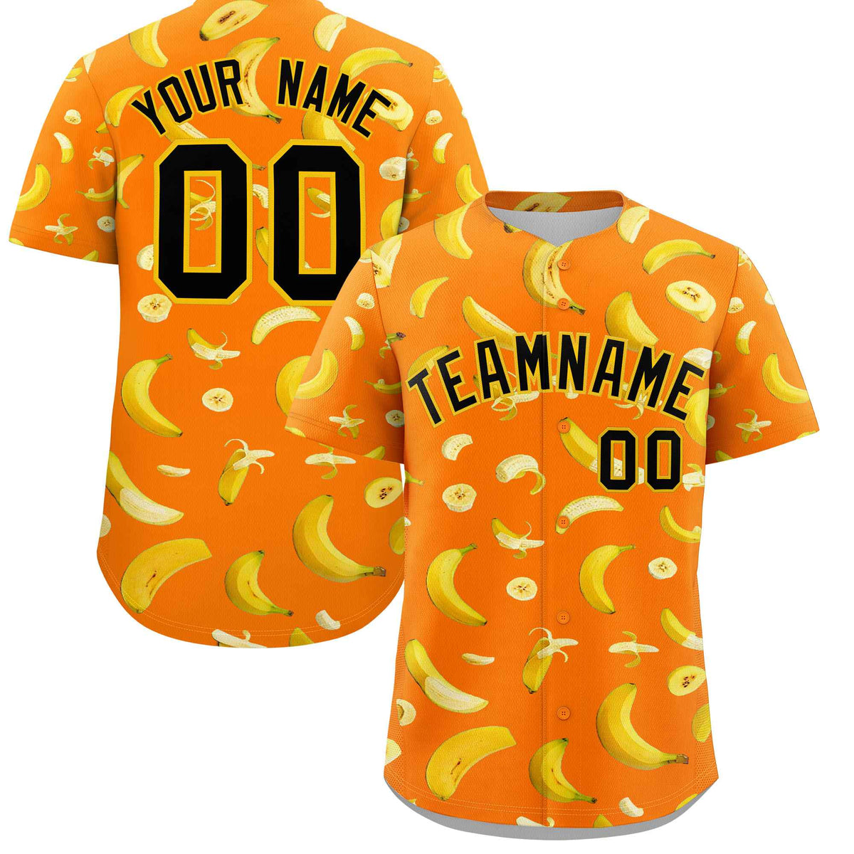 Custom Orange Banana Graffiti Pattern Fashion Authentic Baseball Jersey | Graffiti Pattern | Embroidery&amp;Dye-sublimation printing | KXKSHOP