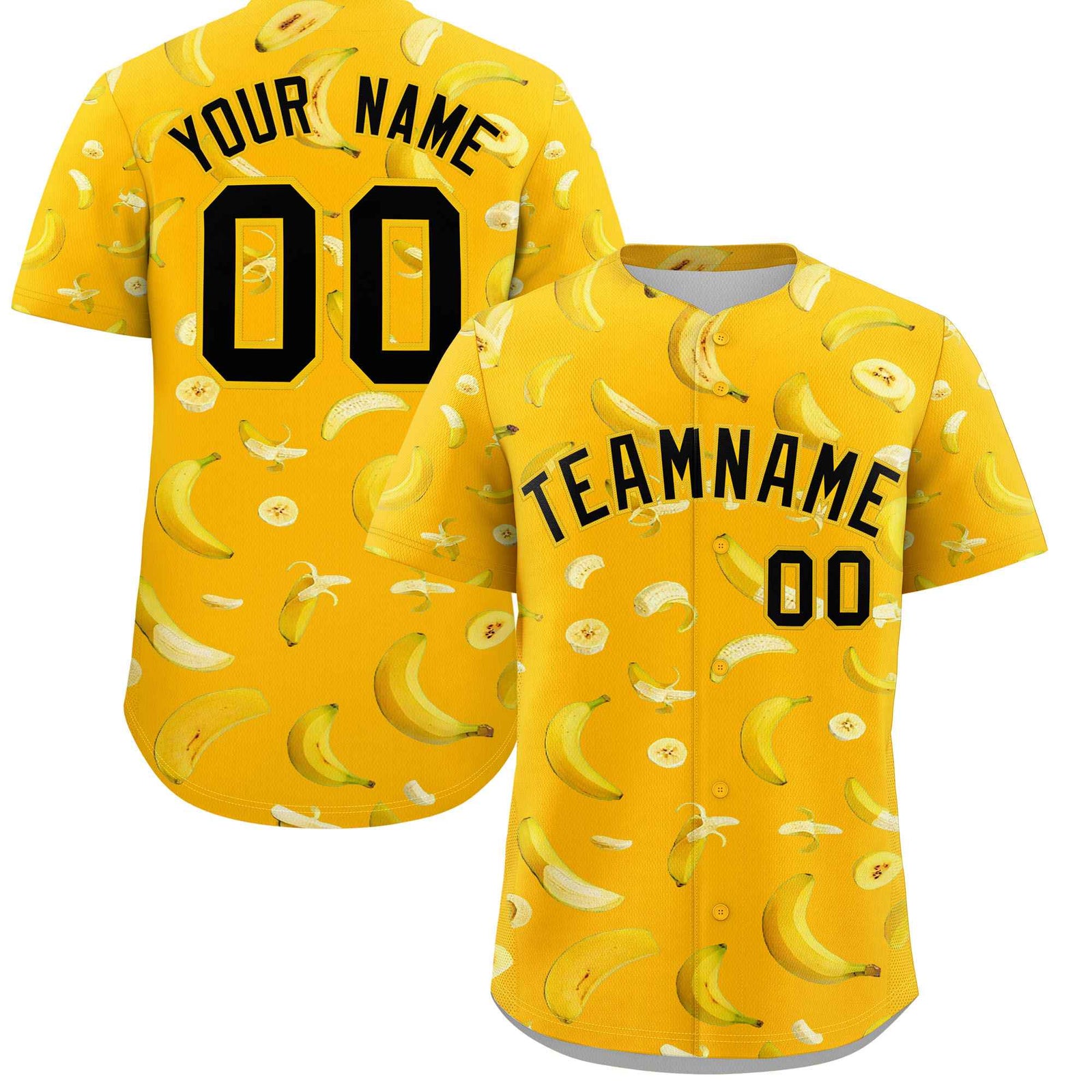 Custom Yellow Banana Graffiti Pattern Fashion Authentic Baseball Jersey | Graffiti Pattern | Embroidery&Dye-sublimation printing | KXKSHOP
