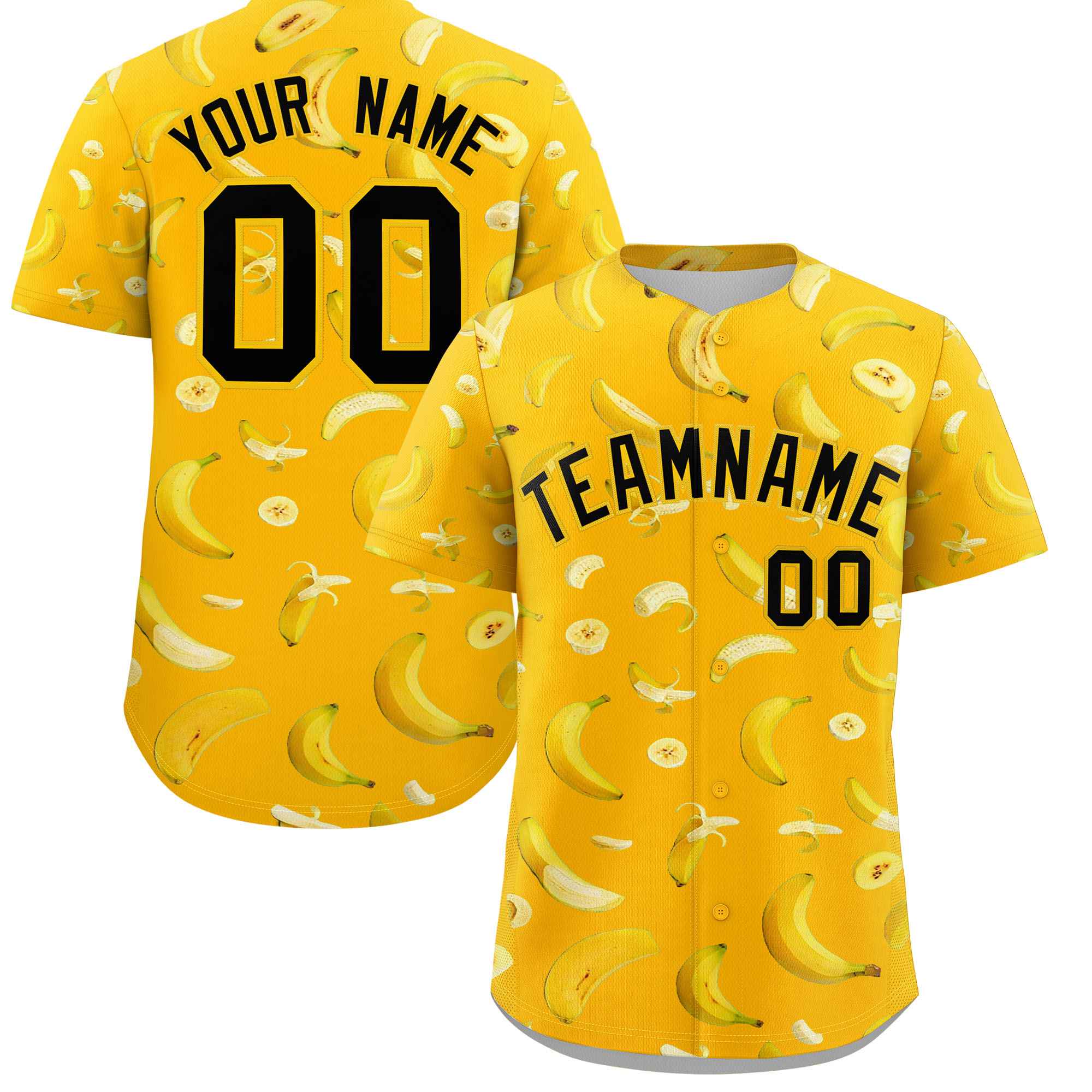 Custom Yellow Banana Graffiti Pattern Fashion Authentic Baseball Jersey | Graffiti Pattern | Embroidery&Dye-sublimation printing | KXKSHOP