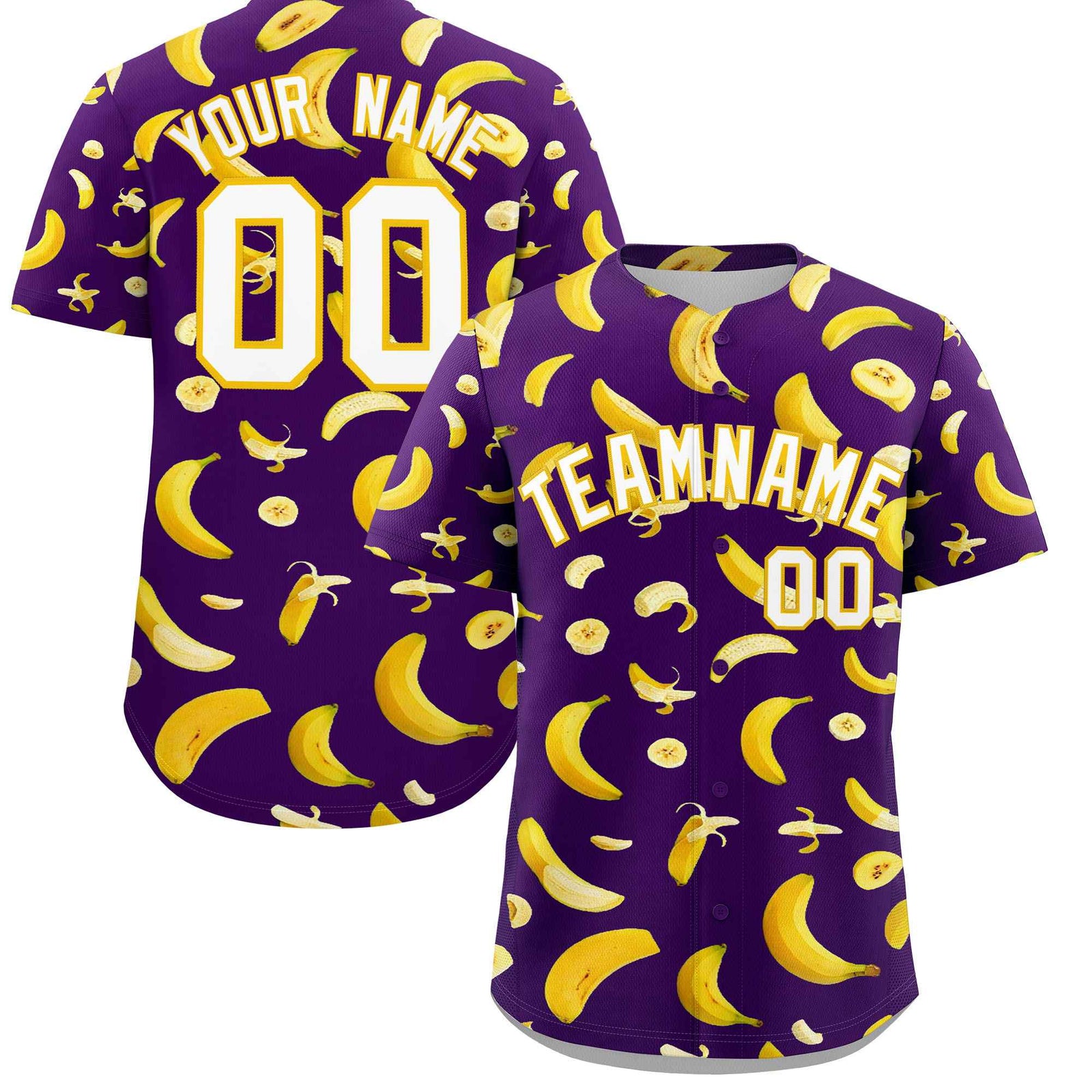 Custom Purple-02 Banana Graffiti Pattern Fashion Authentic Baseball Jersey | Graffiti Pattern | Embroidery&Dye-sublimation printing | KXKSHOP