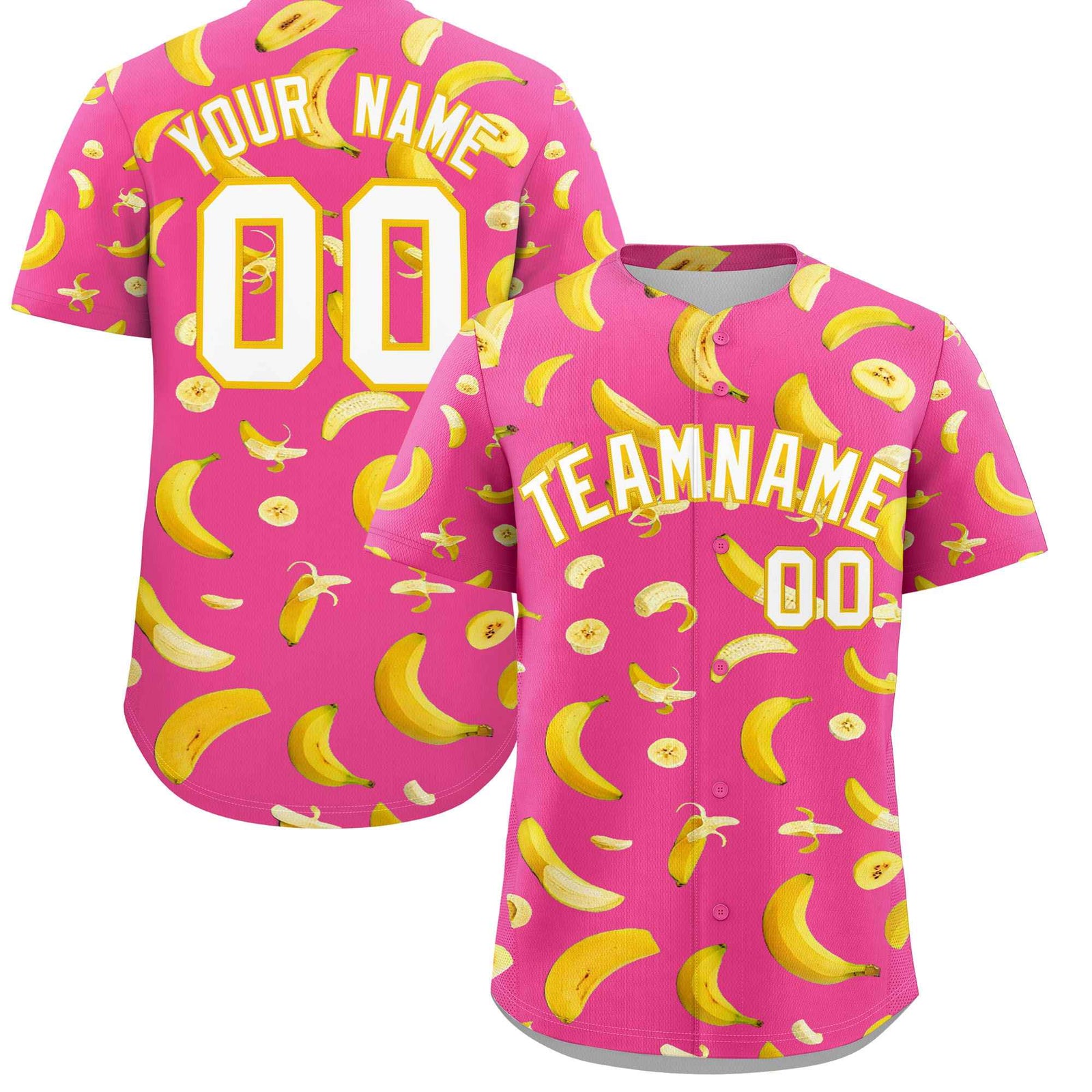 Custom Pink Banana Graffiti Pattern Fashion Authentic Baseball Jersey | Graffiti Pattern | Embroidery&Dye-sublimation printing | KXKSHOP