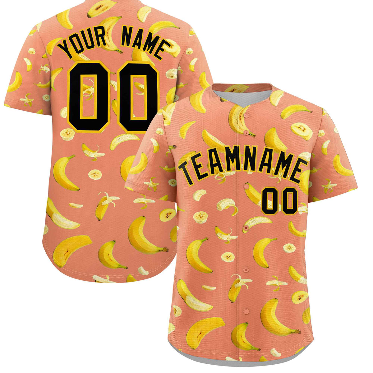 Custom Light Orange Banana Graffiti Pattern Fashion Authentic Baseball Jersey | Graffiti Pattern | Embroidery&amp;Dye-sublimation printing | KXKSHOP
