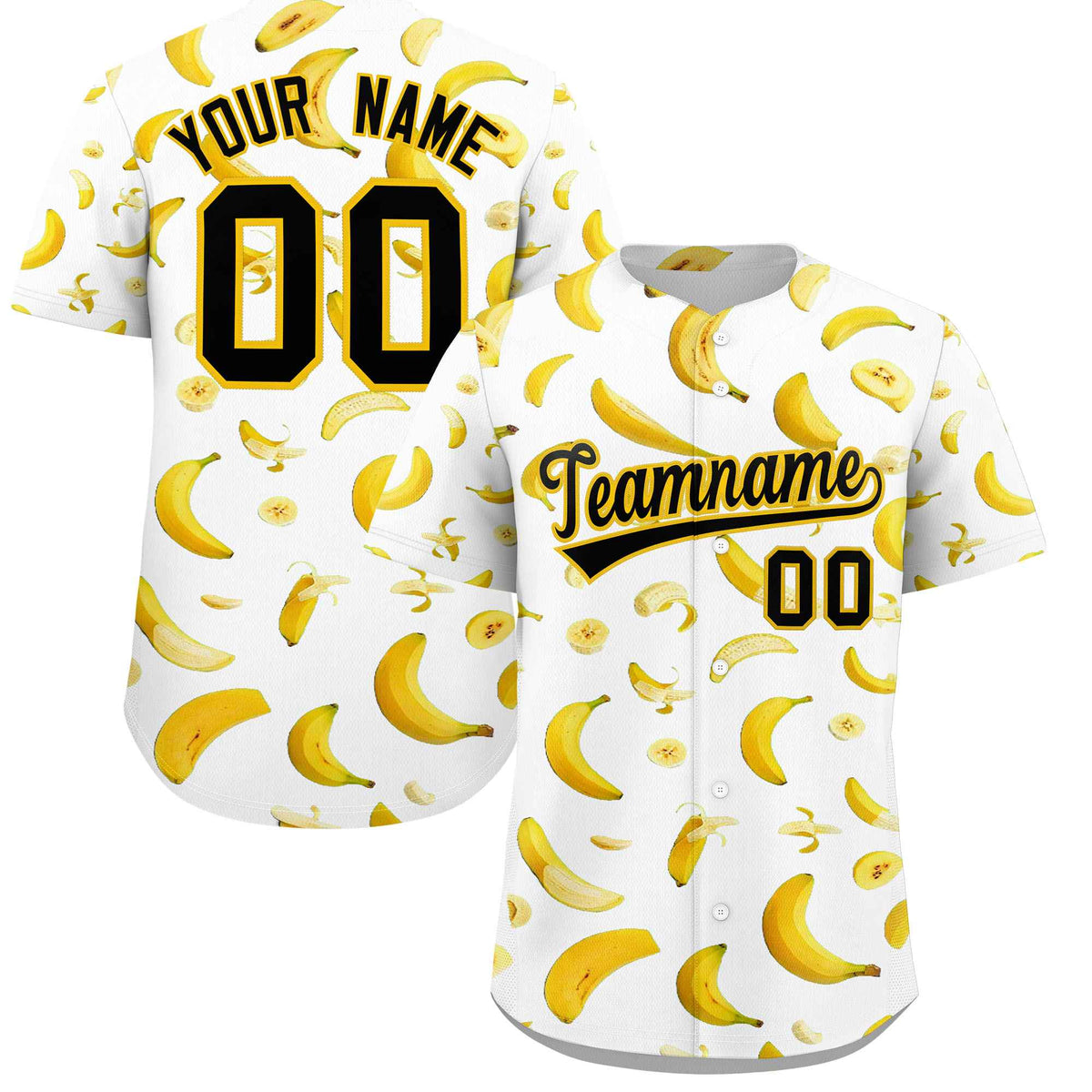 Custom White Banana Graffiti Pattern Fashion Authentic Baseball Jersey | Graffiti Pattern | Embroidery&Dye-sublimation printing | KXKSHOP