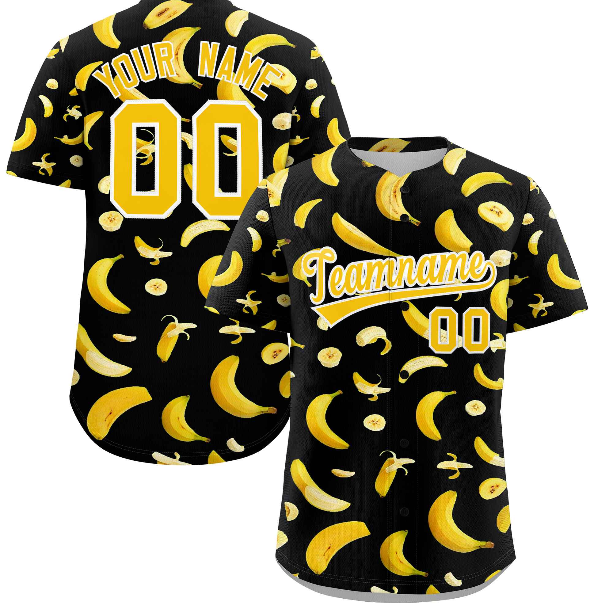 Custom Black Banana Graffiti Pattern Fashion Authentic Baseball Jersey | Graffiti Pattern | Embroidery&Dye-sublimation printing | KXKSHOP