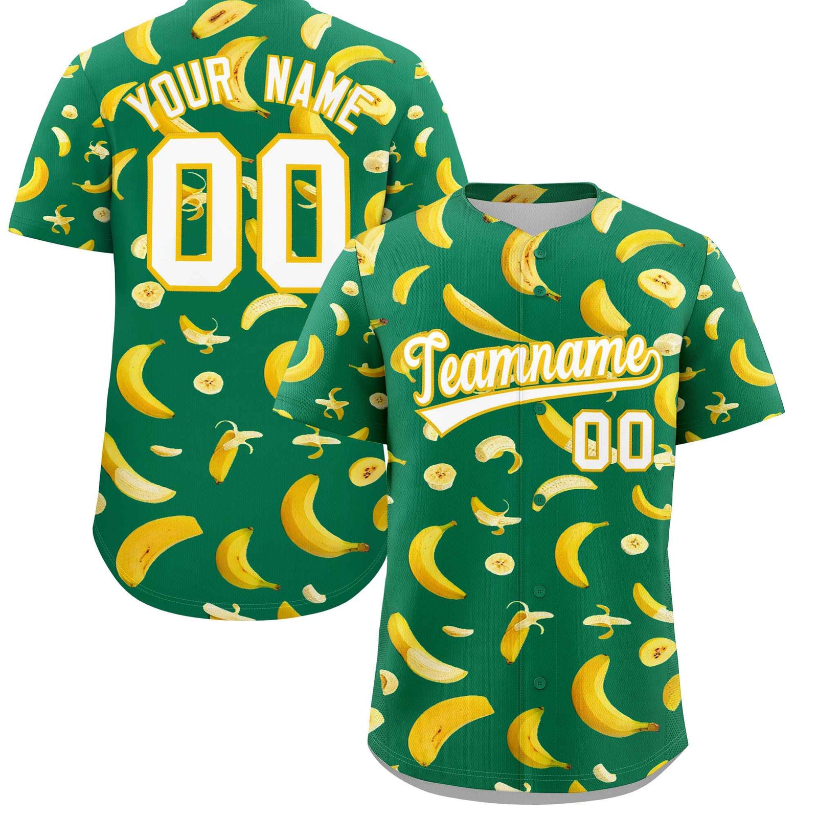 Custom Kelly Green Banana Graffiti Pattern Fashion Authentic Baseball Jersey | Graffiti Pattern | Embroidery&Dye-sublimation printing | KXKSHOP