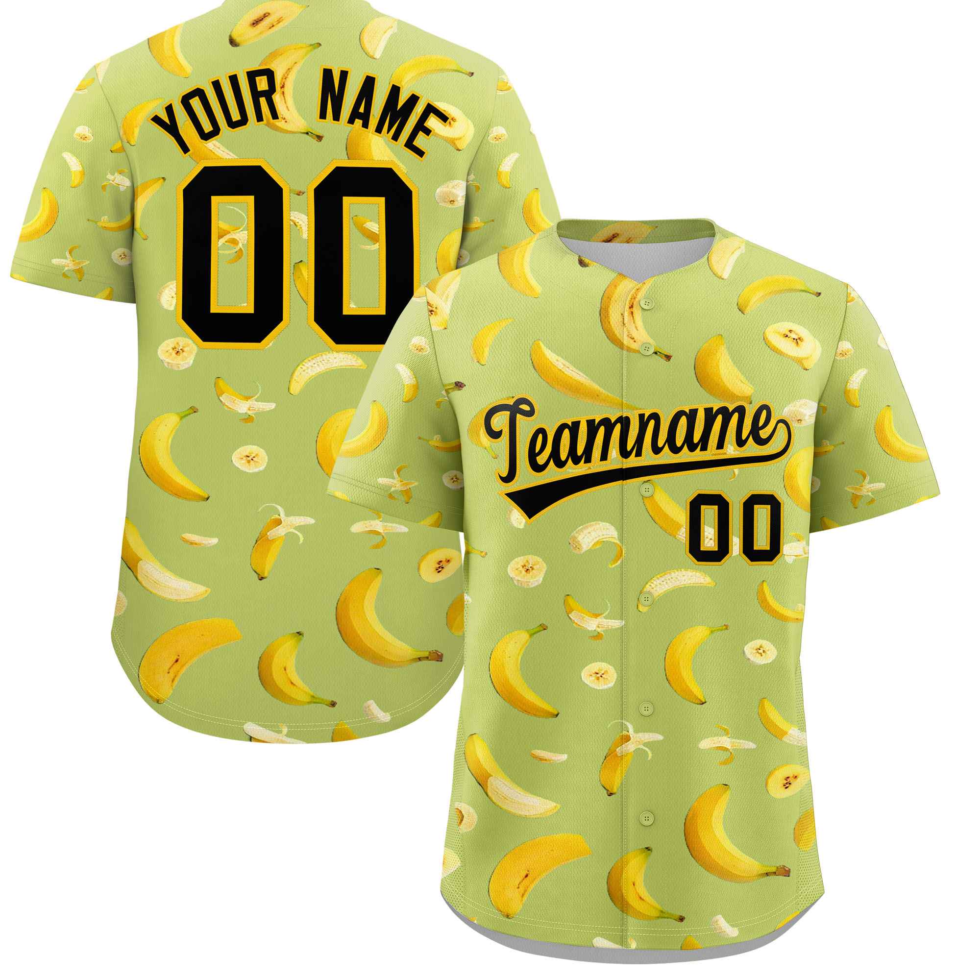 Custom Champagne Banana Graffiti Pattern Fashion Authentic Baseball Jersey | Graffiti Pattern | Embroidery&Dye-sublimation printing | KXKSHOP