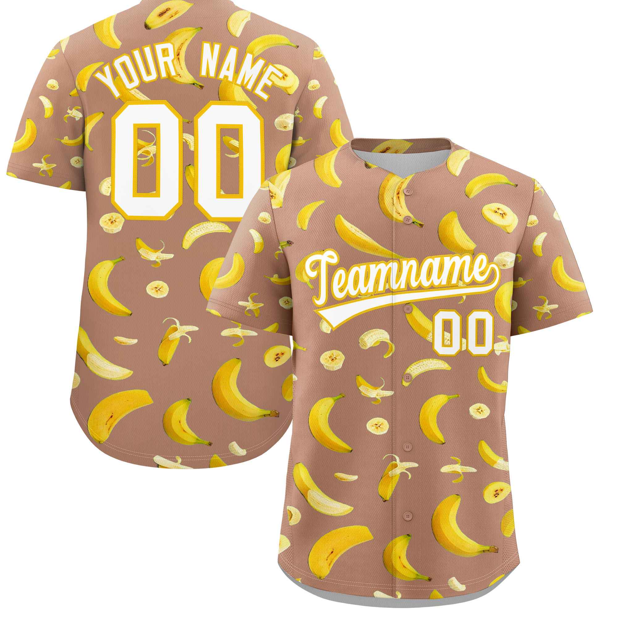 Custom Coffee Banana Graffiti Pattern Fashion Authentic Baseball Jersey | Graffiti Pattern | Embroidery&Dye-sublimation printing | KXKSHOP