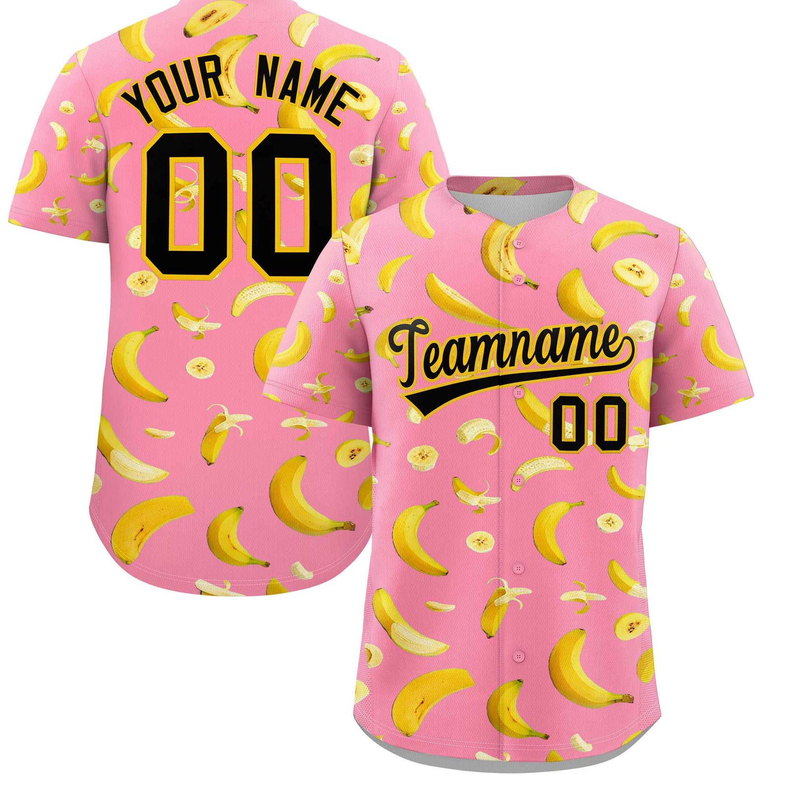 Custom Light Pink Banana Graffiti Pattern Fashion Authentic Baseball Jersey | Graffiti Pattern | Embroidery&Dye-sublimation printing | KXKSHOP