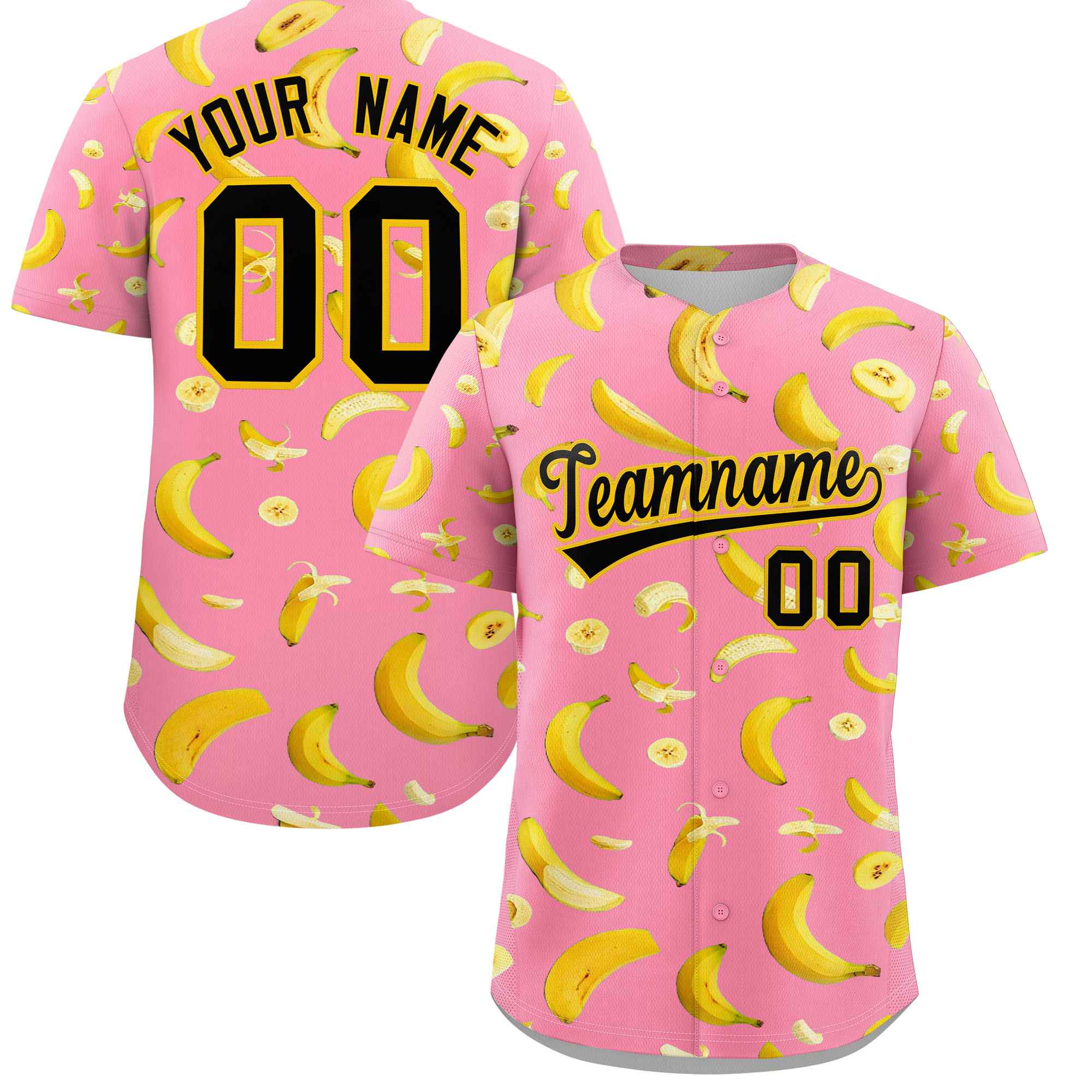 Custom Light Pink Banana Graffiti Pattern Fashion Authentic Baseball Jersey | Graffiti Pattern | Embroidery&Dye-sublimation printing | KXKSHOP