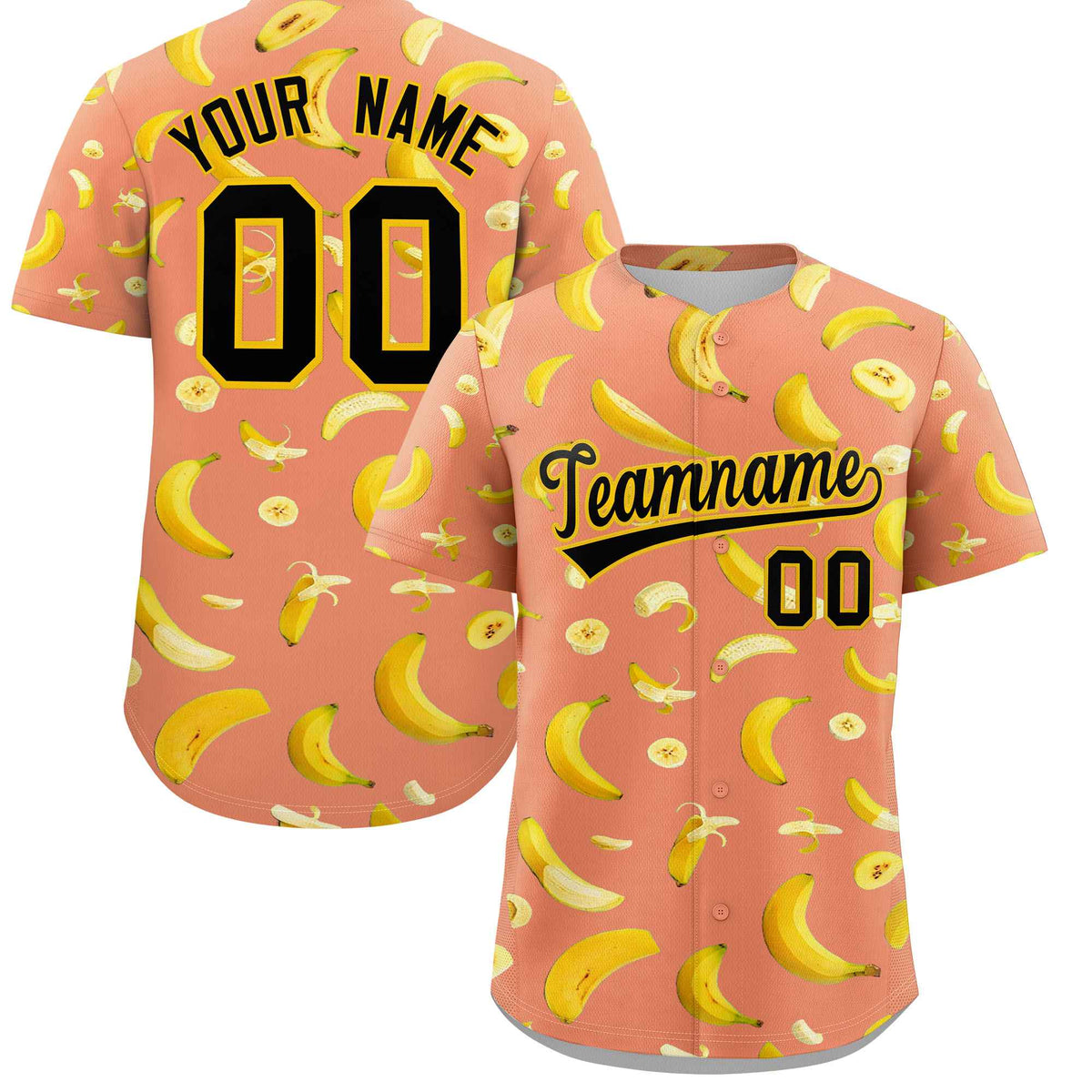 Custom Light Orange Banana Graffiti Pattern Fashion Authentic Baseball Jersey | Graffiti Pattern | Embroidery&amp;Dye-sublimation printing | KXKSHOP