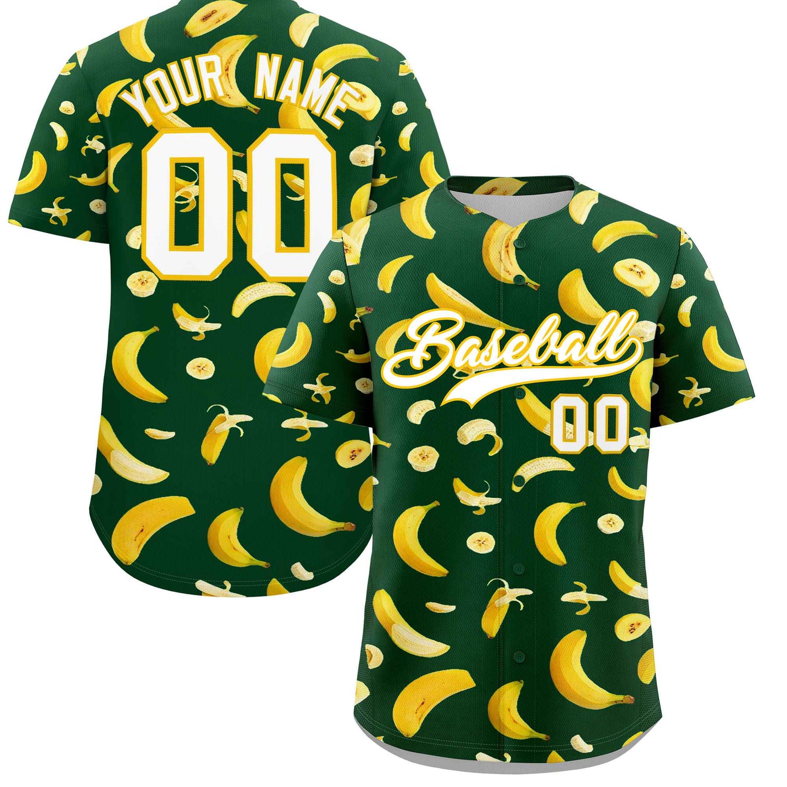 Custom Green Banana Graffiti Pattern Fashion Authentic Baseball Jersey | Graffiti Pattern | Embroidery&Dye-sublimation printing | KXKSHOP