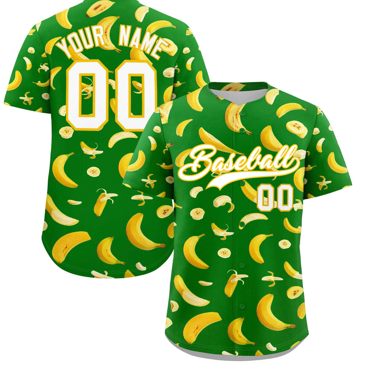 Custom Kelly Green-02 Banana Graffiti Pattern Fashion Authentic Baseball Jersey | Graffiti Pattern | Embroidery&Dye-sublimation printing | KXKSHOP