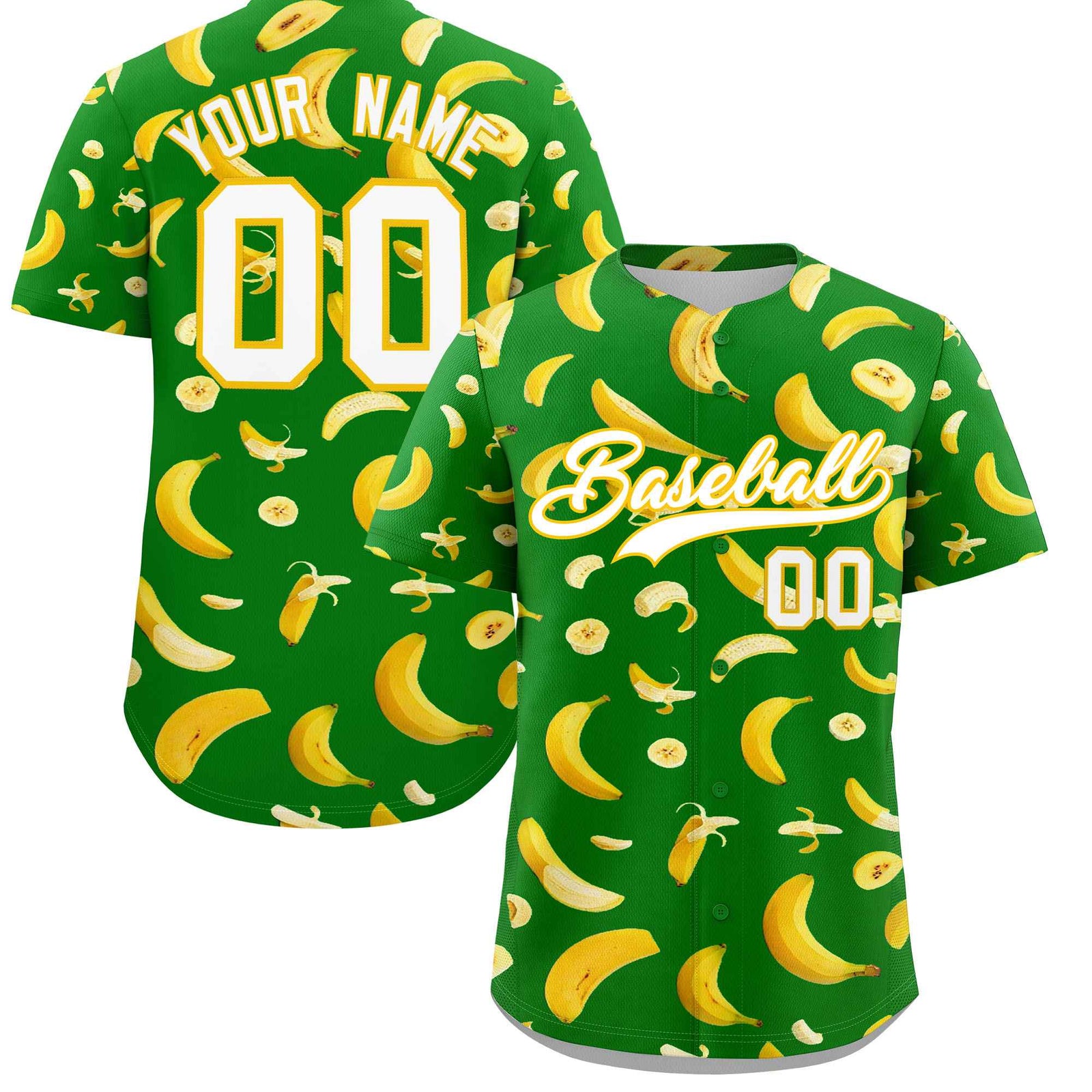 Custom Kelly Green-02 Banana Graffiti Pattern Fashion Authentic Baseball Jersey | Graffiti Pattern | Embroidery&Dye-sublimation printing | KXKSHOP