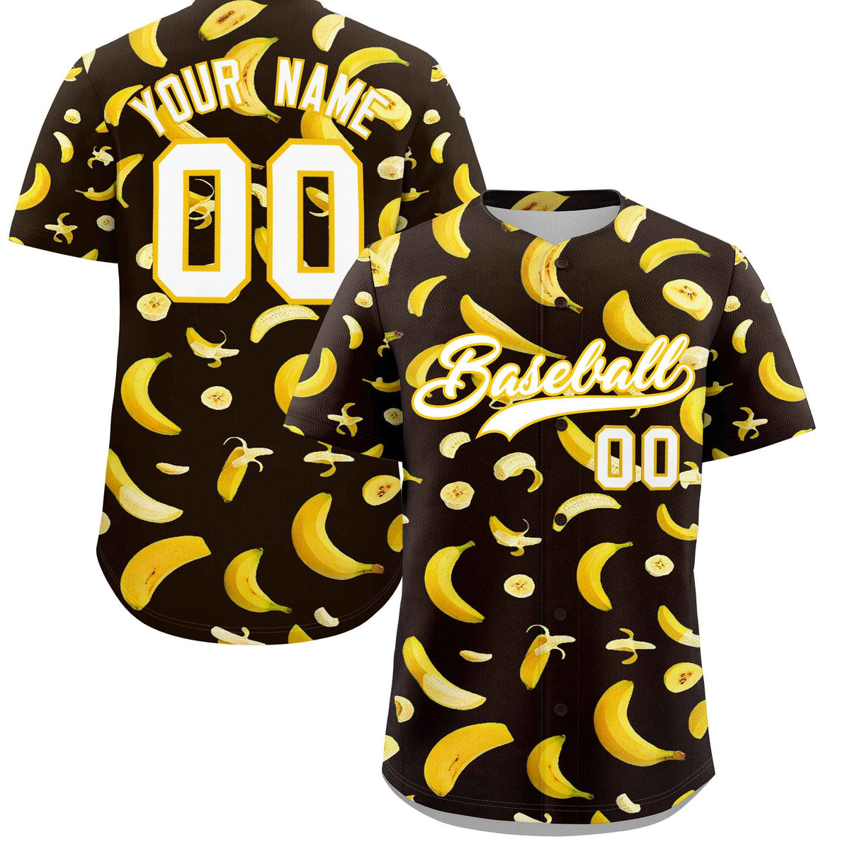 Custom Brown Banana Graffiti Pattern Fashion Authentic Baseball Jersey | Graffiti Pattern | Embroidery&amp;Dye-sublimation printing | KXKSHOP