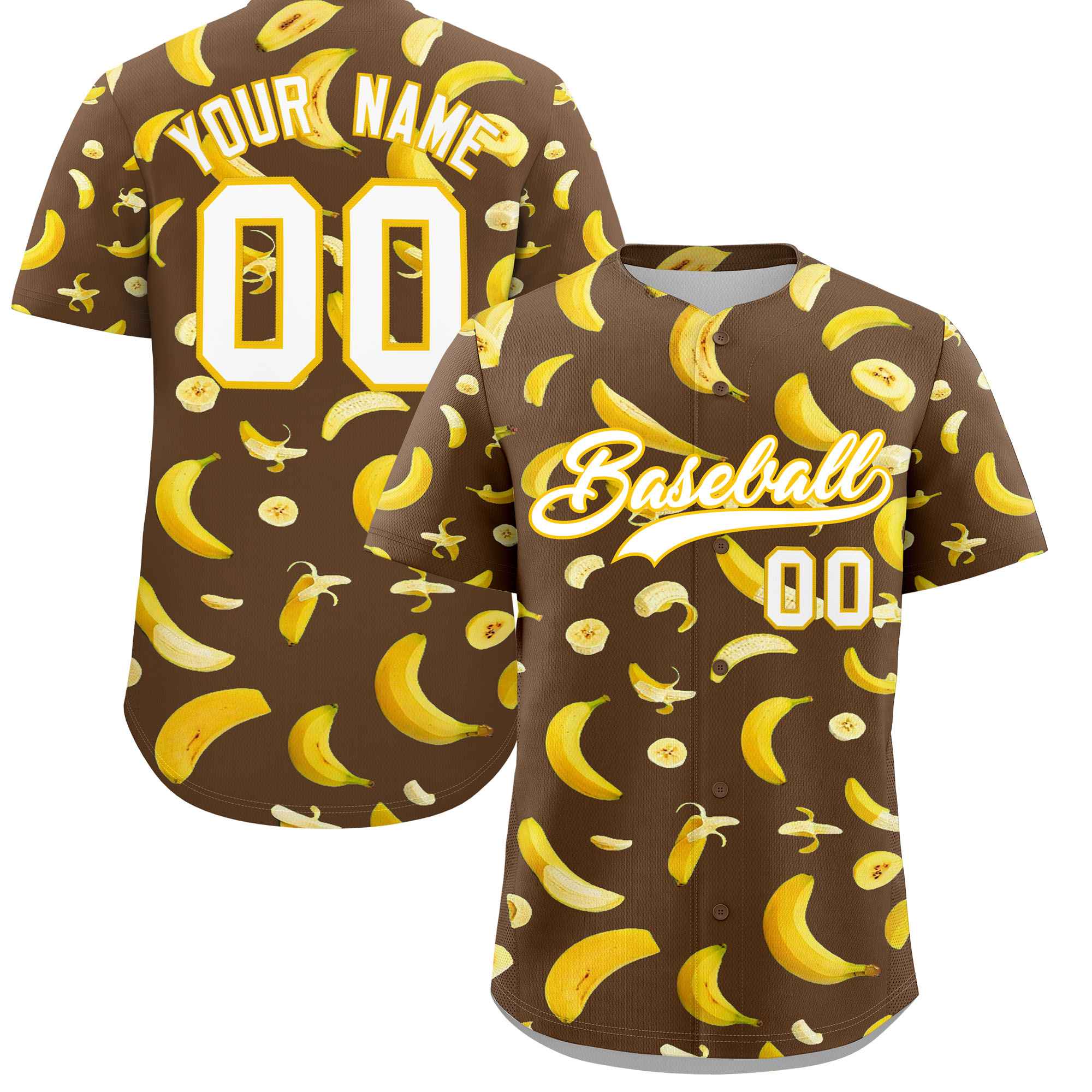 Custom Light Brown Banana Graffiti Pattern Fashion Authentic Baseball Jersey | Graffiti Pattern | Embroidery&Dye-sublimation printing | KXKSHOP